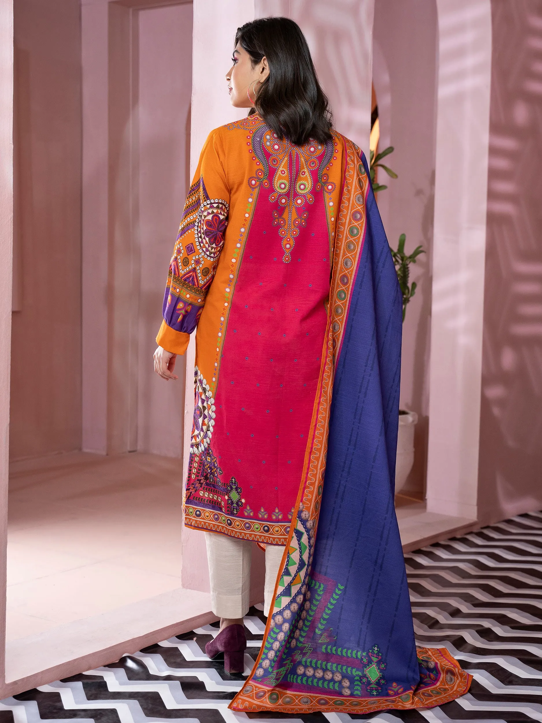 2 Piece Khaddar Suit-Printed (Unstitched)