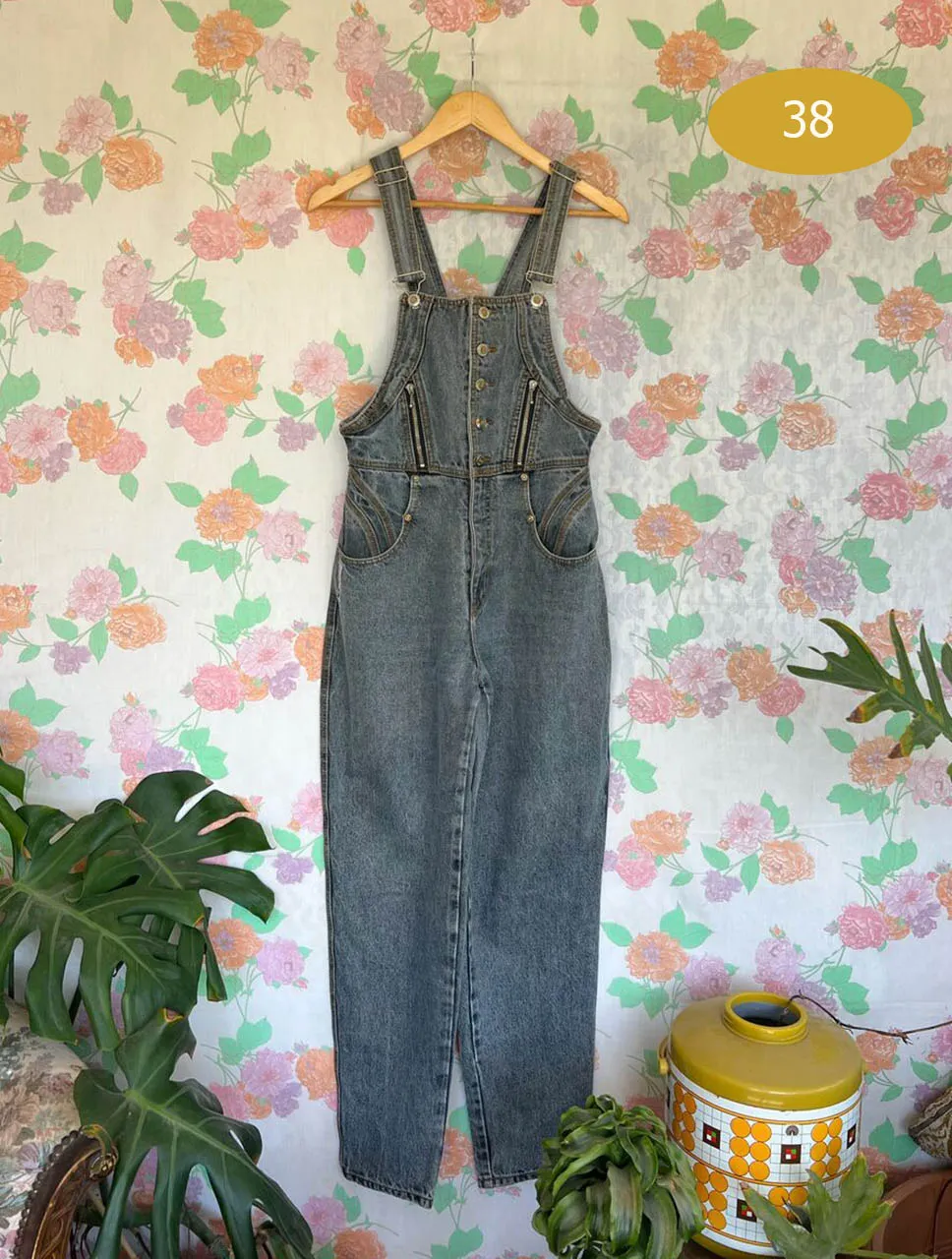 90's Dark Grey Denim Overall