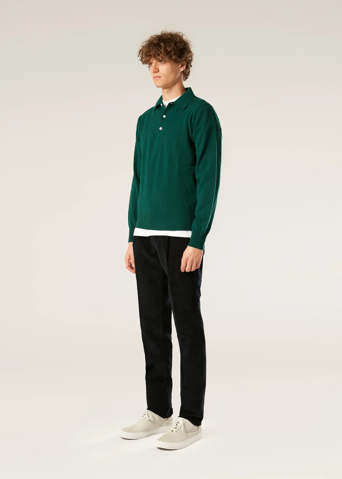 AARIC GREEN WOOL POLO SHIRT