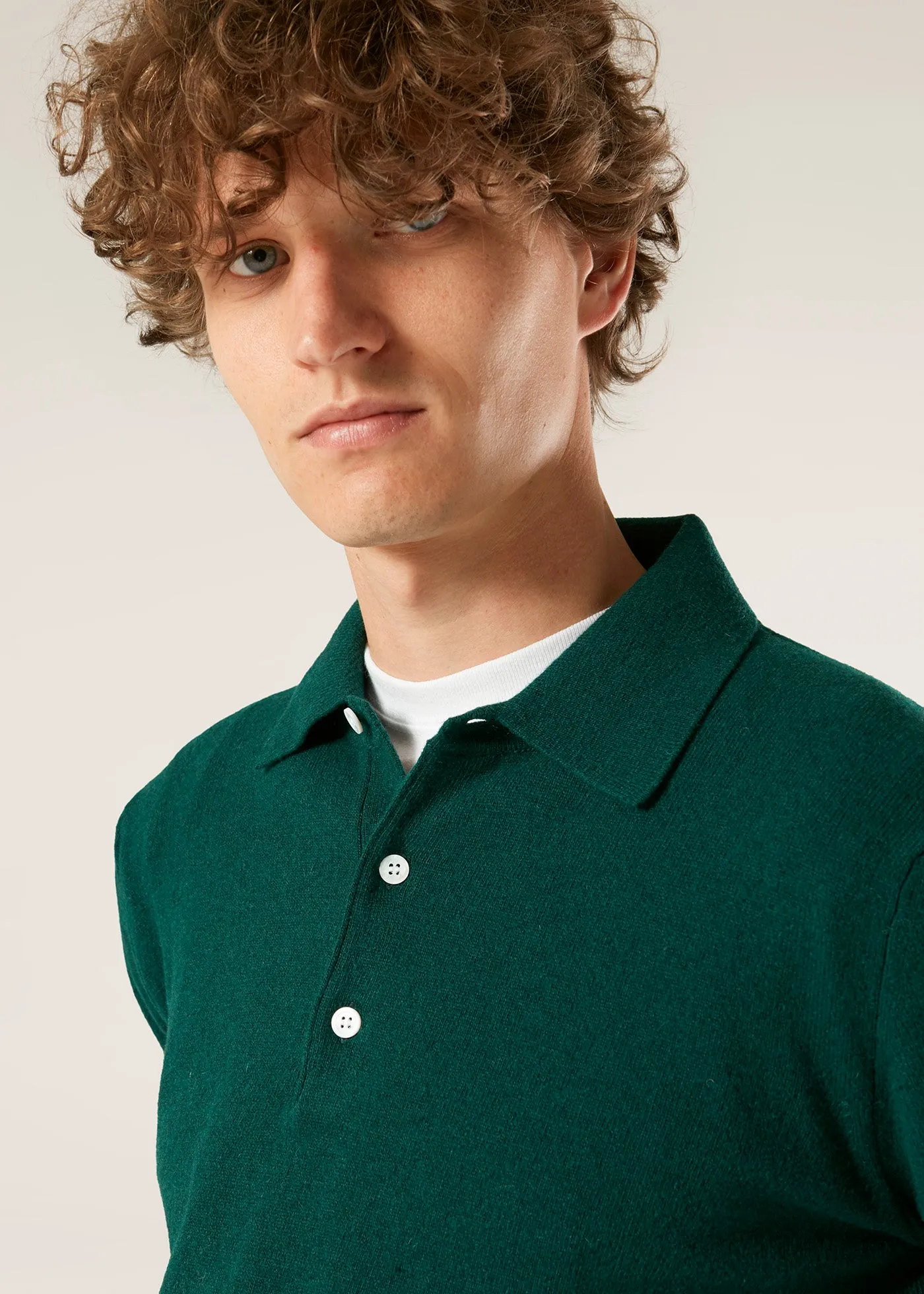 AARIC GREEN WOOL POLO SHIRT