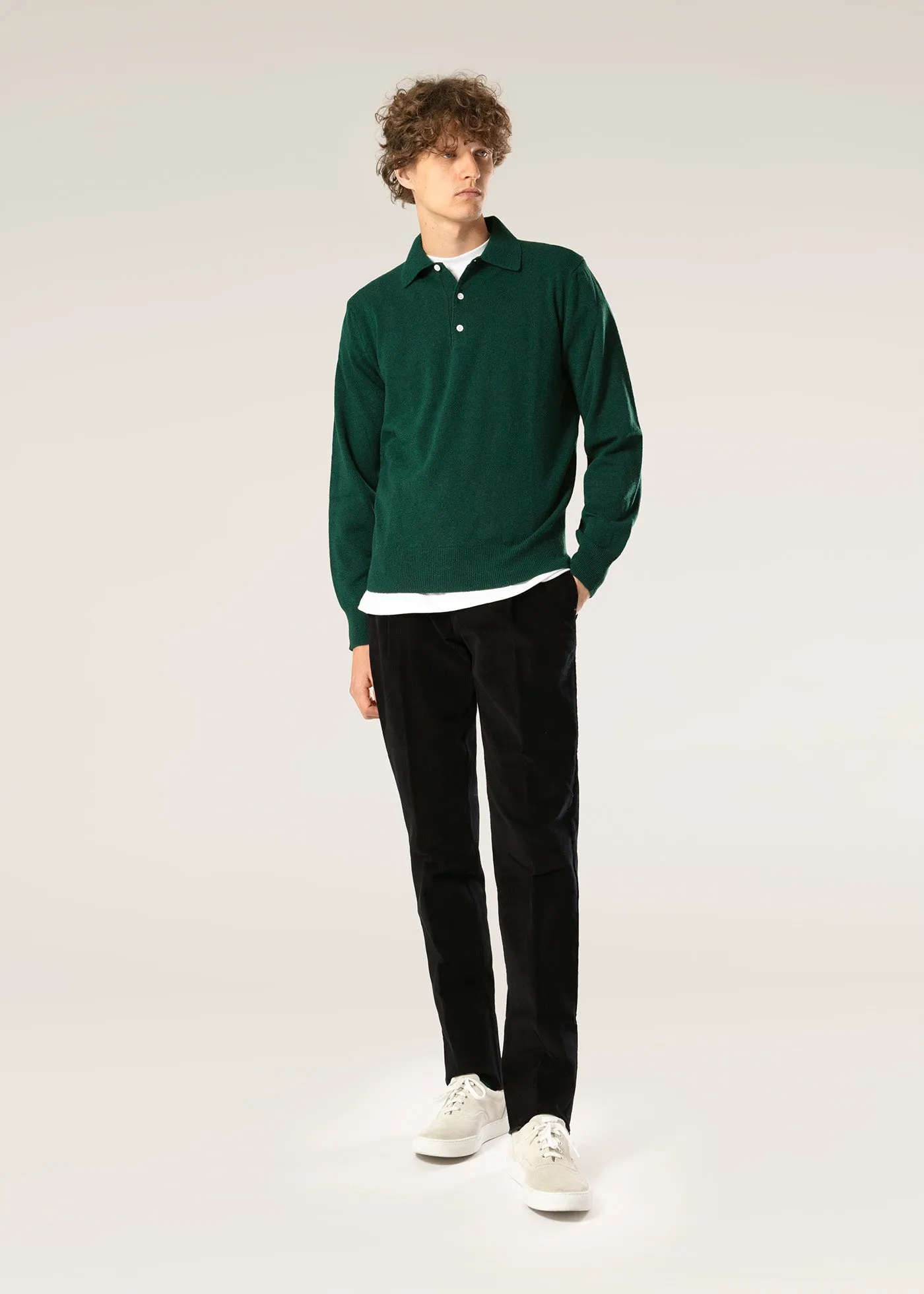 AARIC GREEN WOOL POLO SHIRT