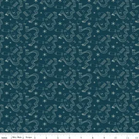 Arrival of Winter Gear Navy Yardage by Sandy Gervais | Riley Blake Designs