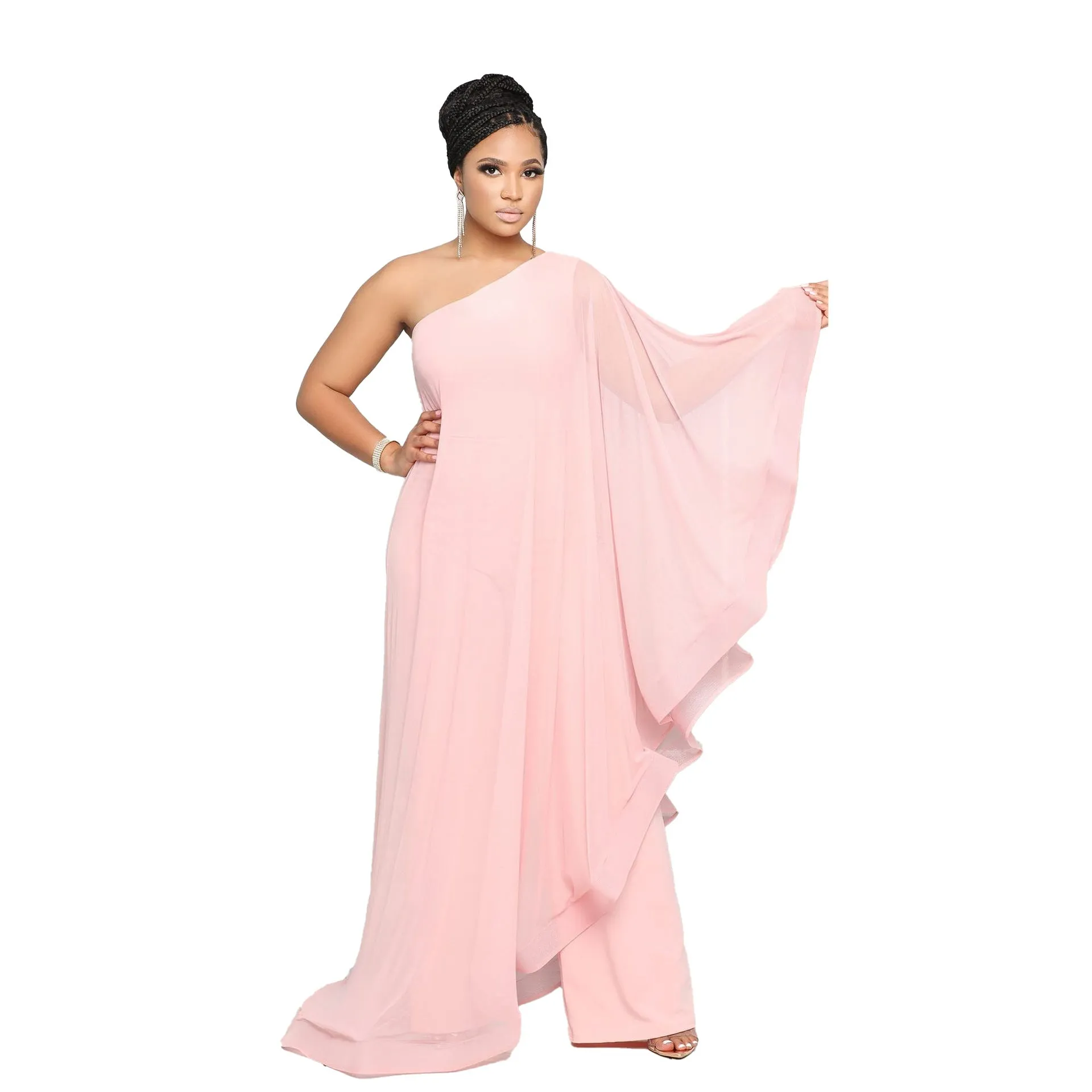 Asymmetric Ruffle One Shoulder Jumpsuit in Vibrant Colors