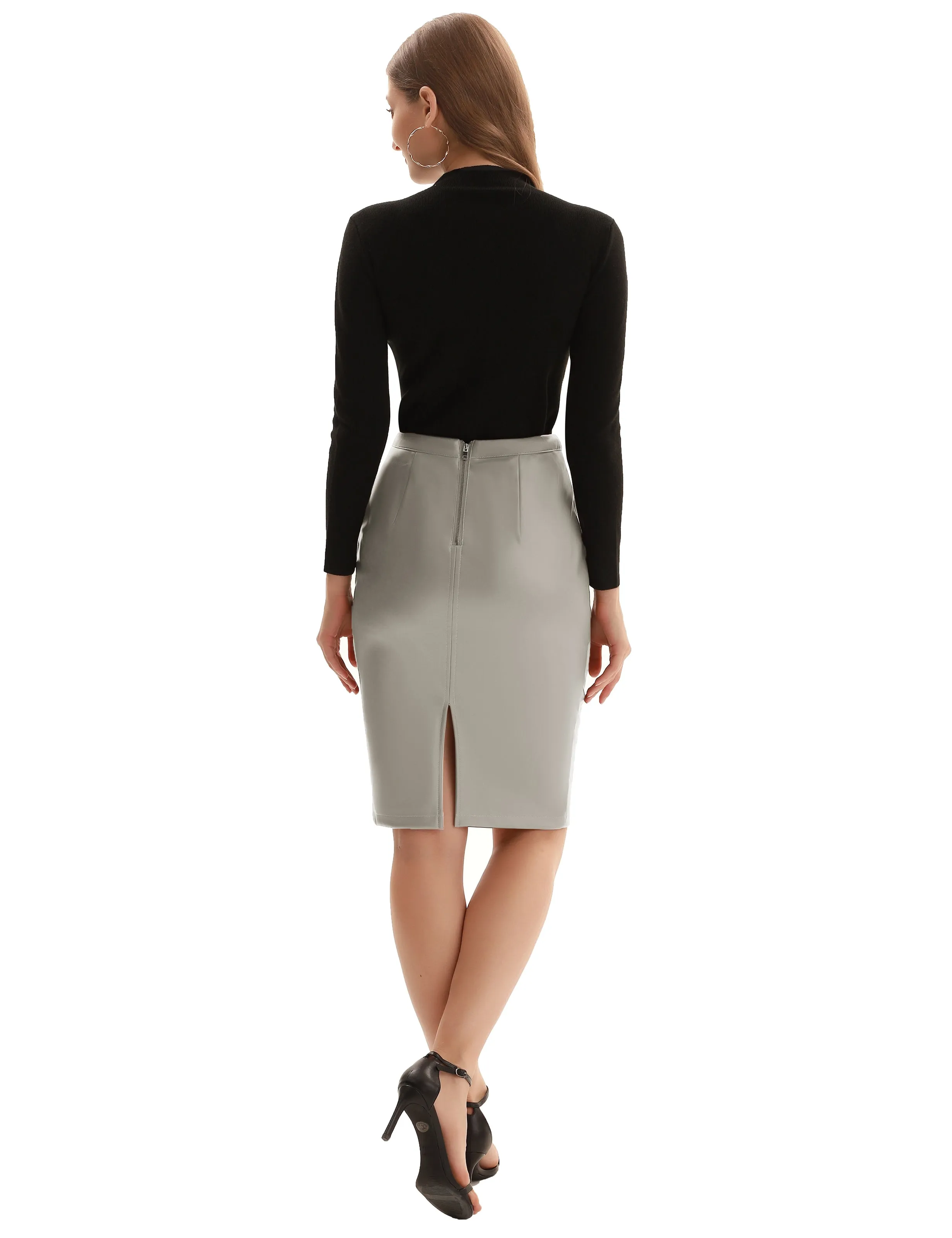 Back Split Hips-Wrapped Pencil Skirt