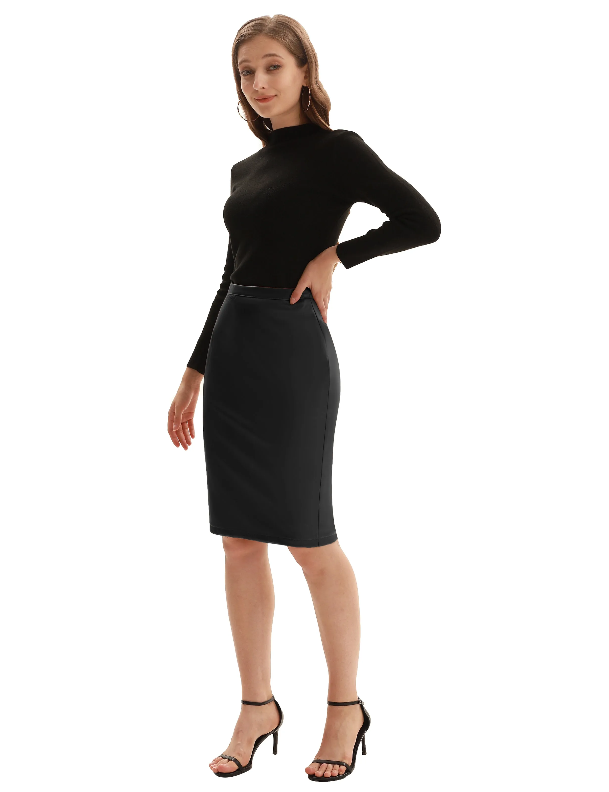 Back Split Hips-Wrapped Pencil Skirt
