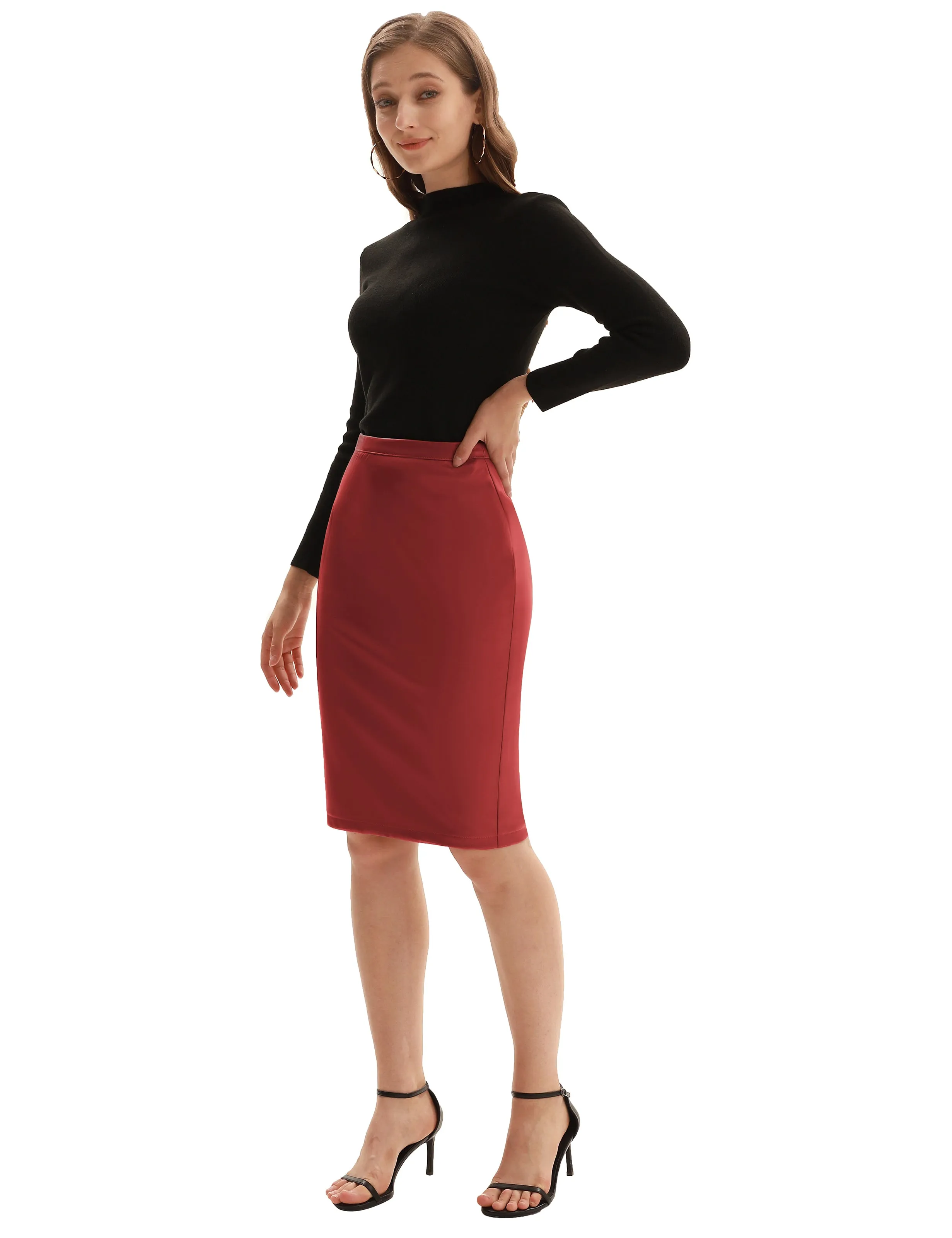 Back Split Hips-Wrapped Pencil Skirt