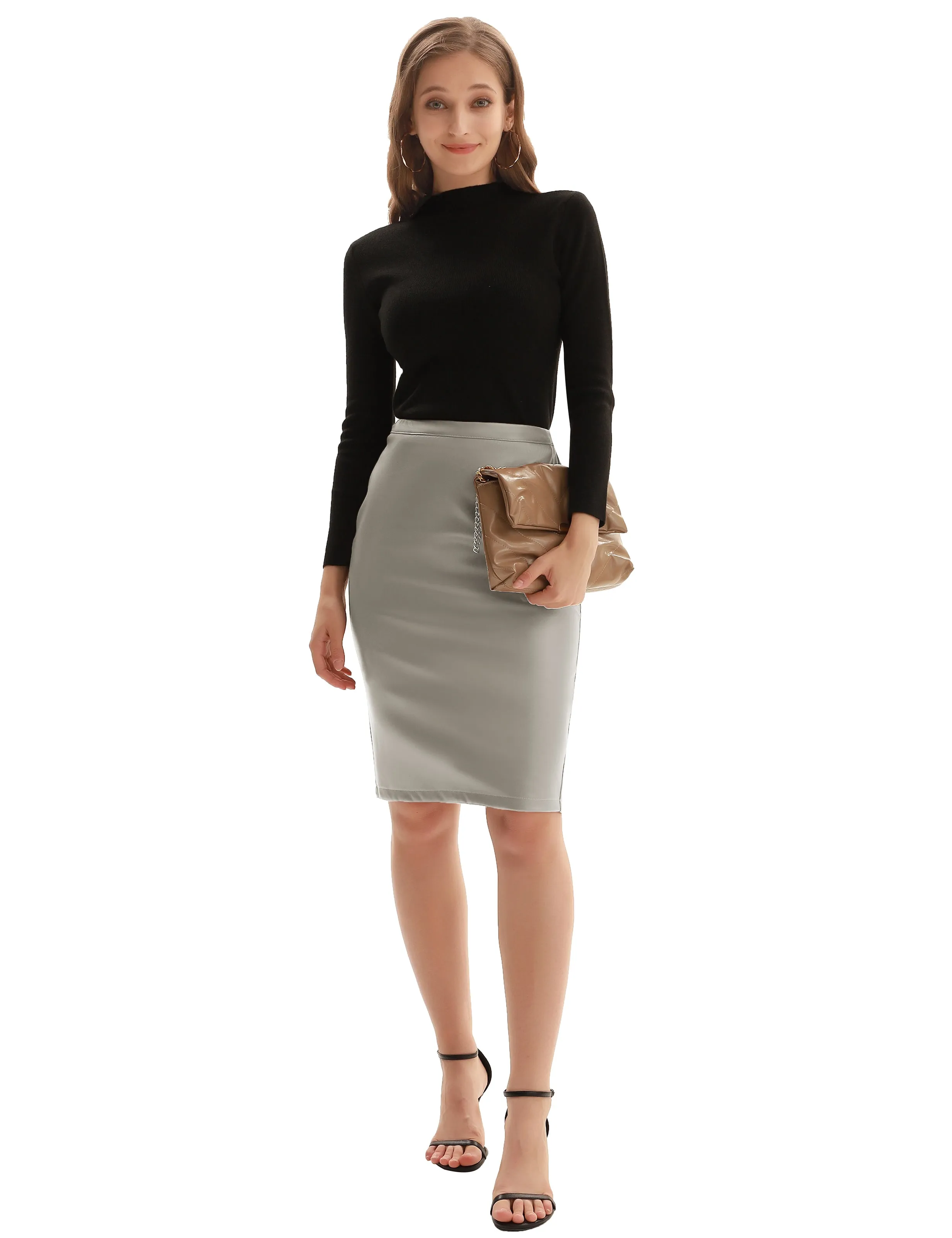 Back Split Hips-Wrapped Pencil Skirt