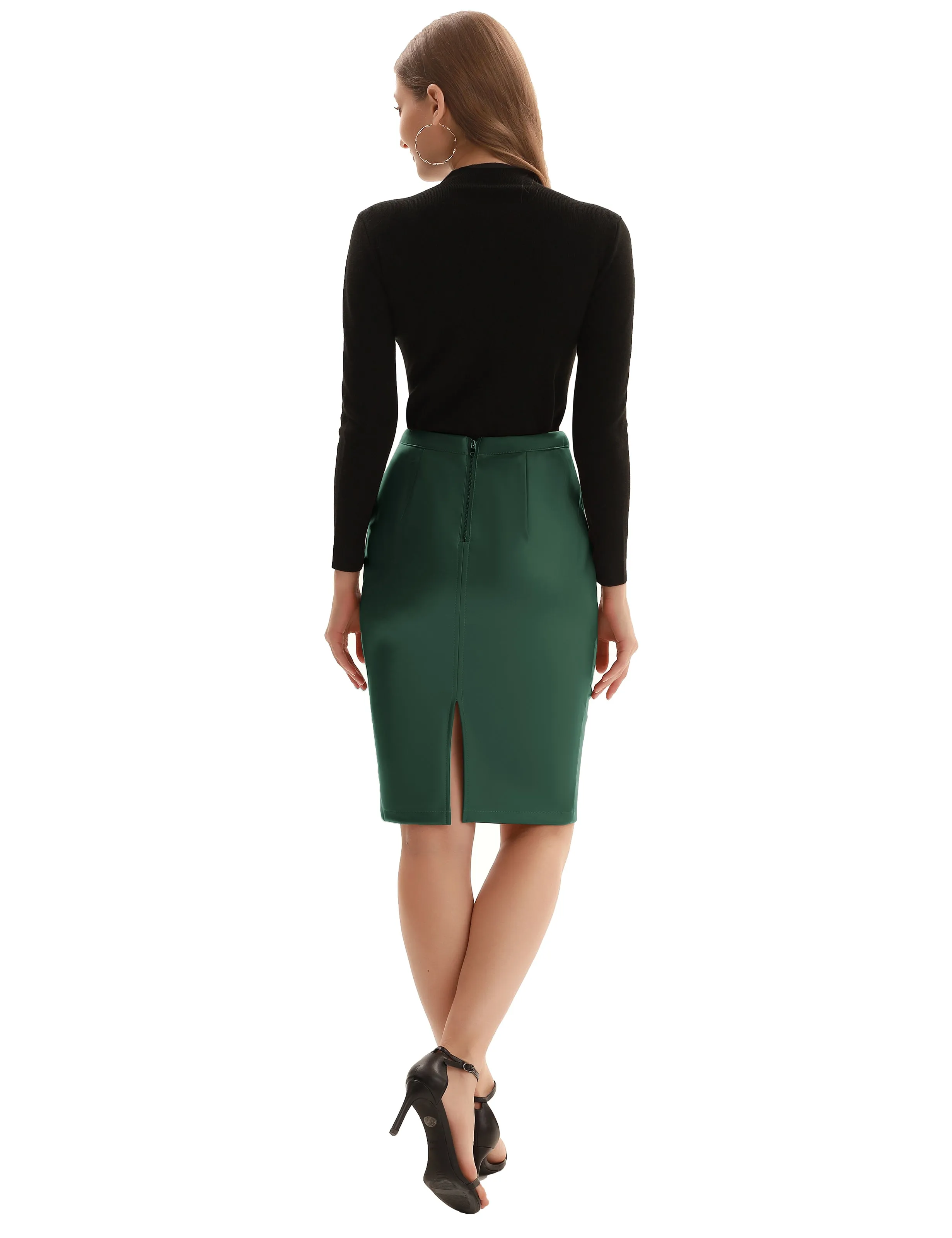 Back Split Hips-Wrapped Pencil Skirt