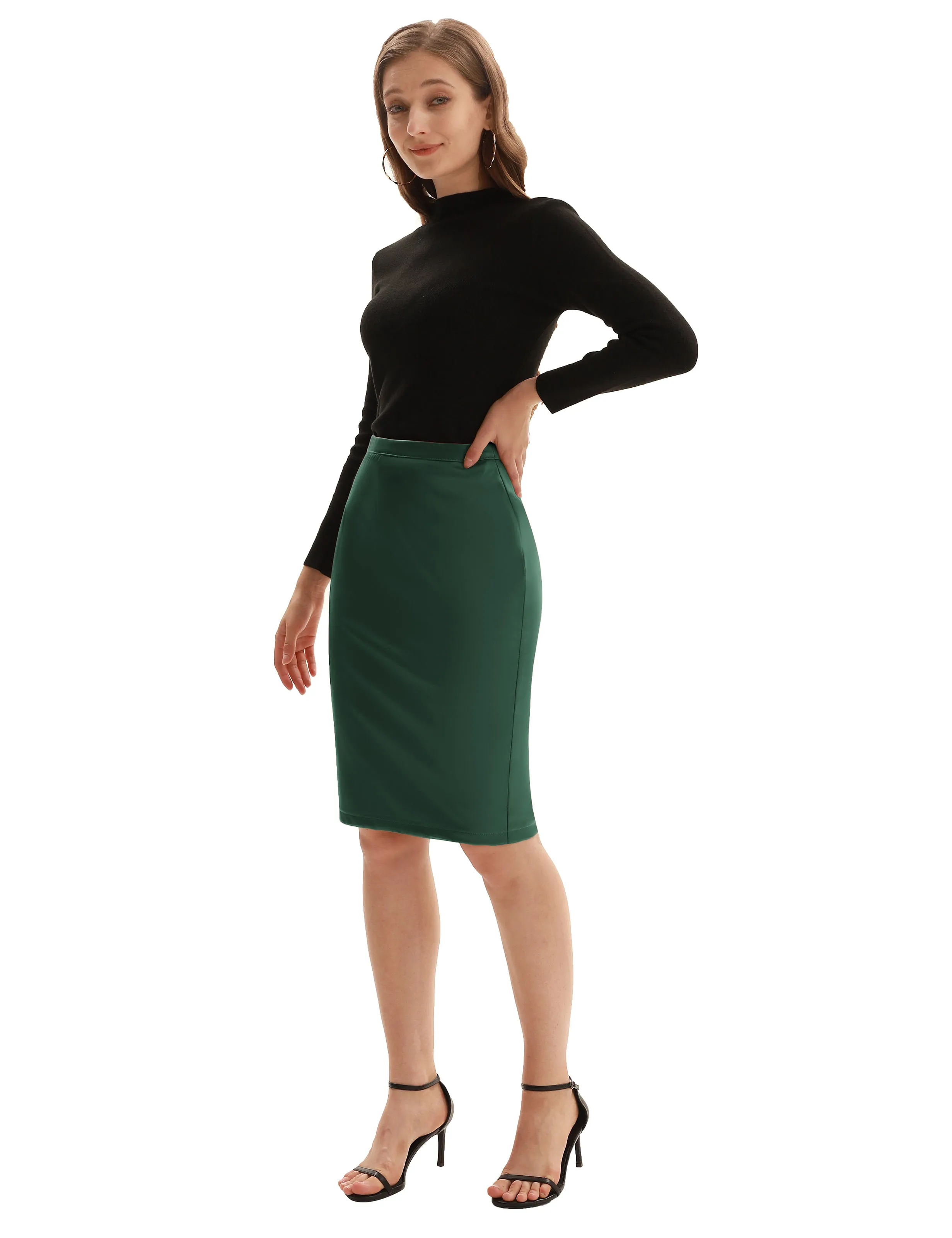 Back Split Hips-Wrapped Pencil Skirt