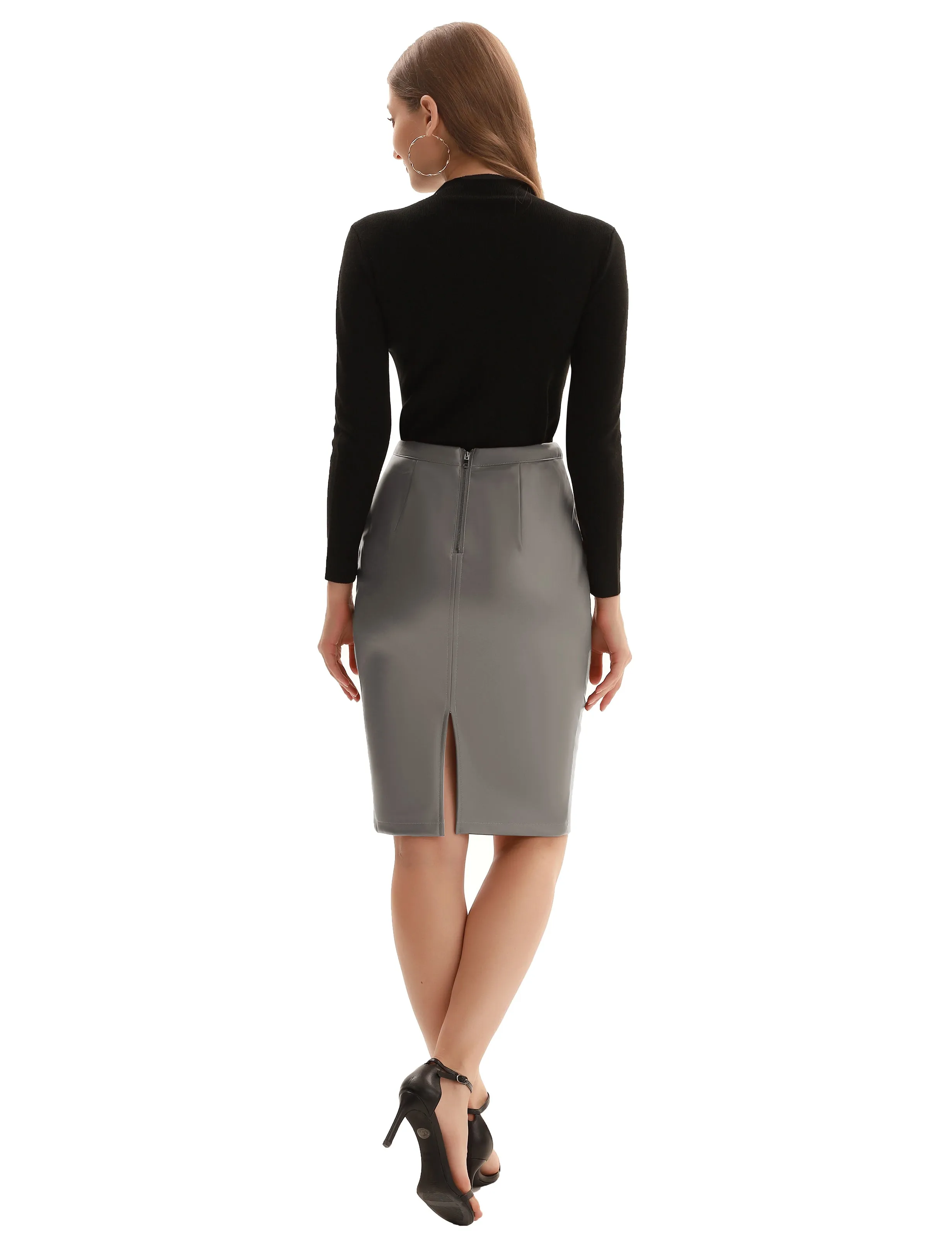 Back Split Hips-Wrapped Pencil Skirt