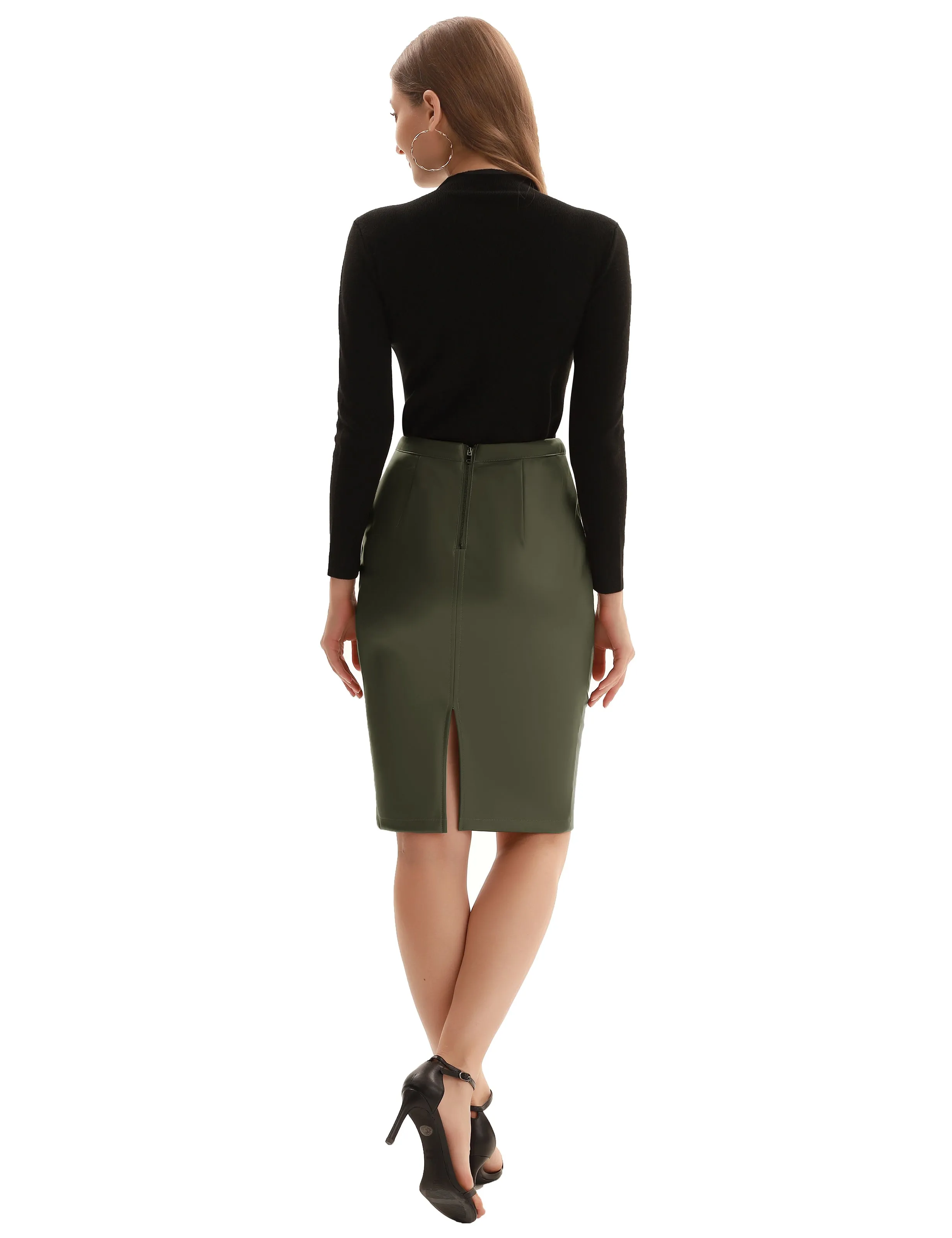 Back Split Hips-Wrapped Pencil Skirt