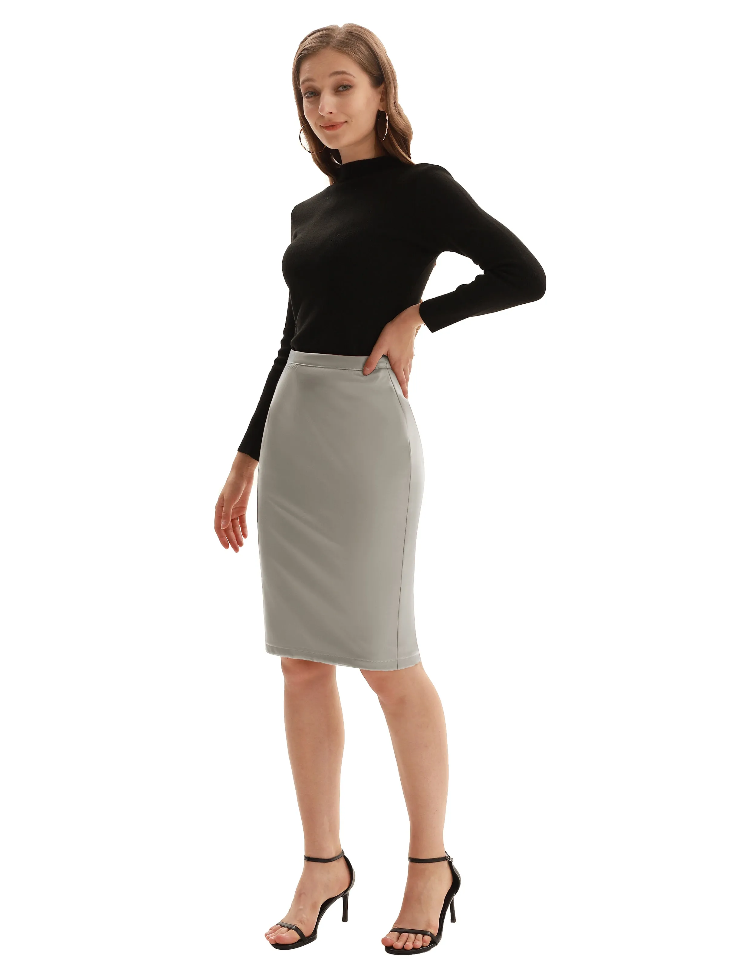 Back Split Hips-Wrapped Pencil Skirt