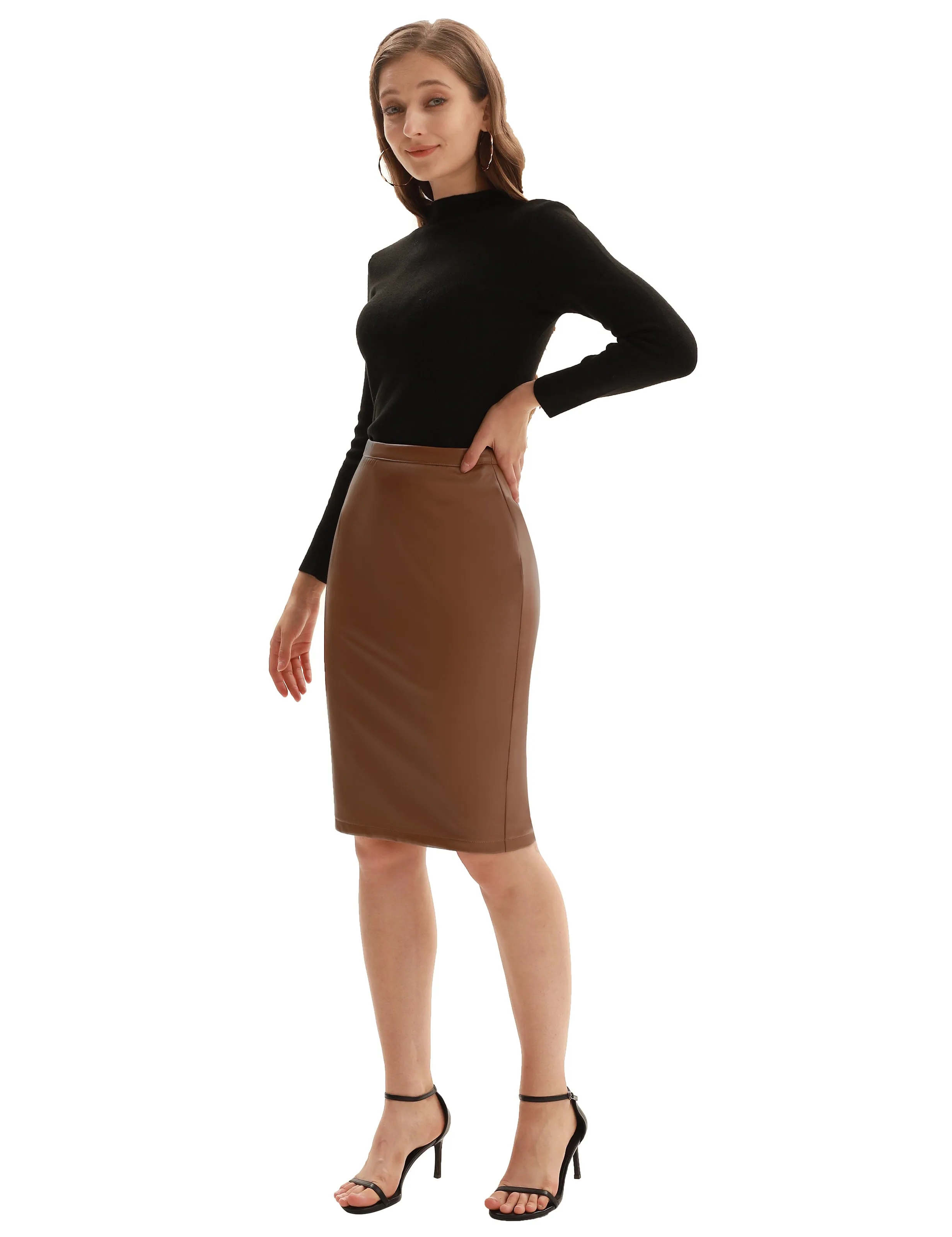 Back Split Hips-Wrapped Pencil Skirt
