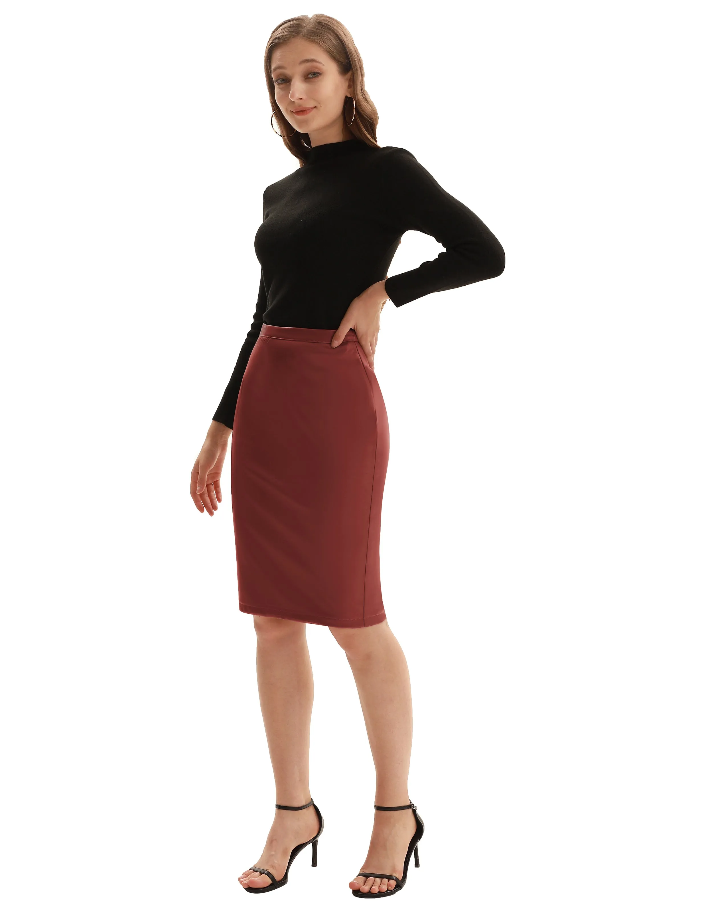 Back Split Hips-Wrapped Pencil Skirt