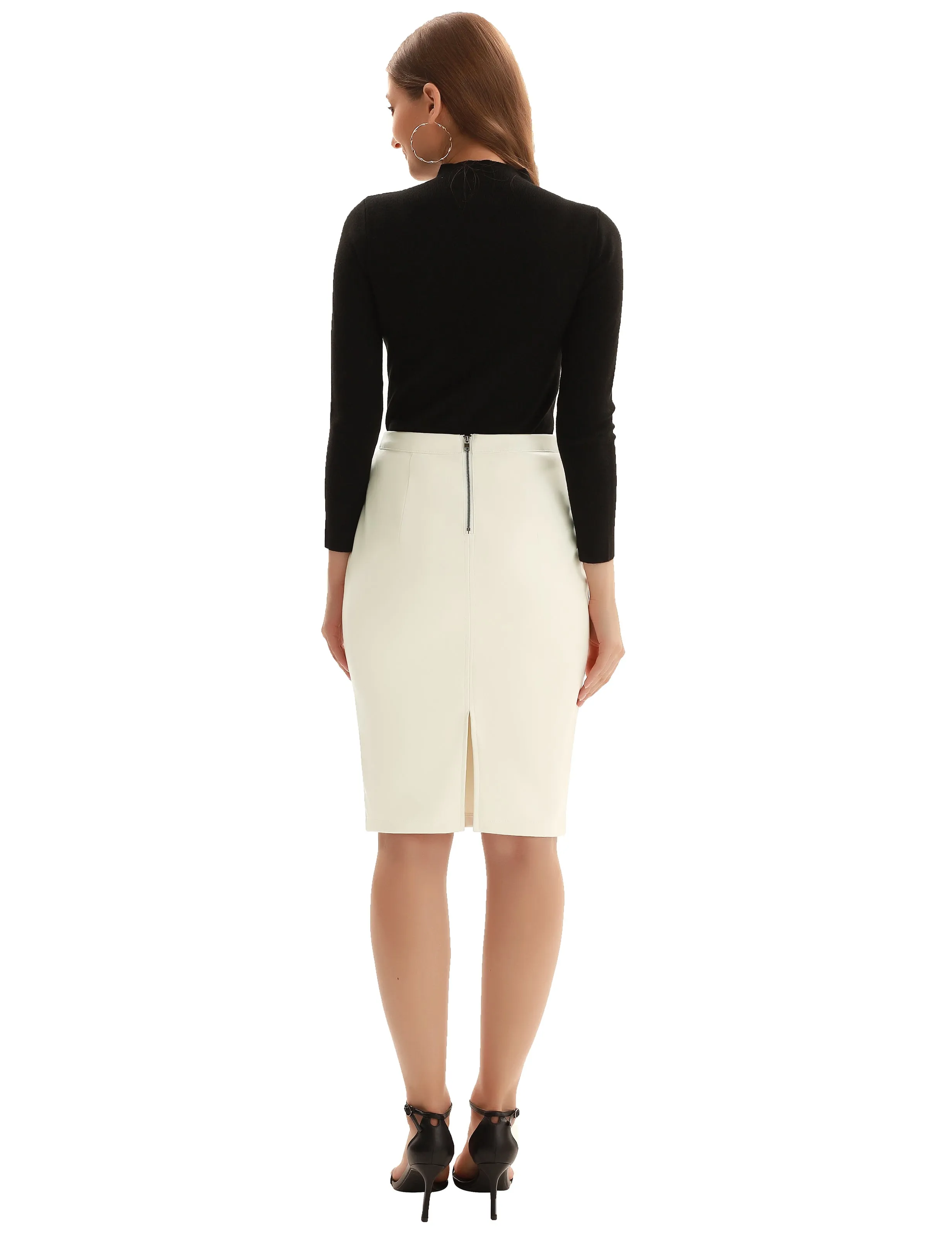 Back Split Hips-Wrapped Pencil Skirt