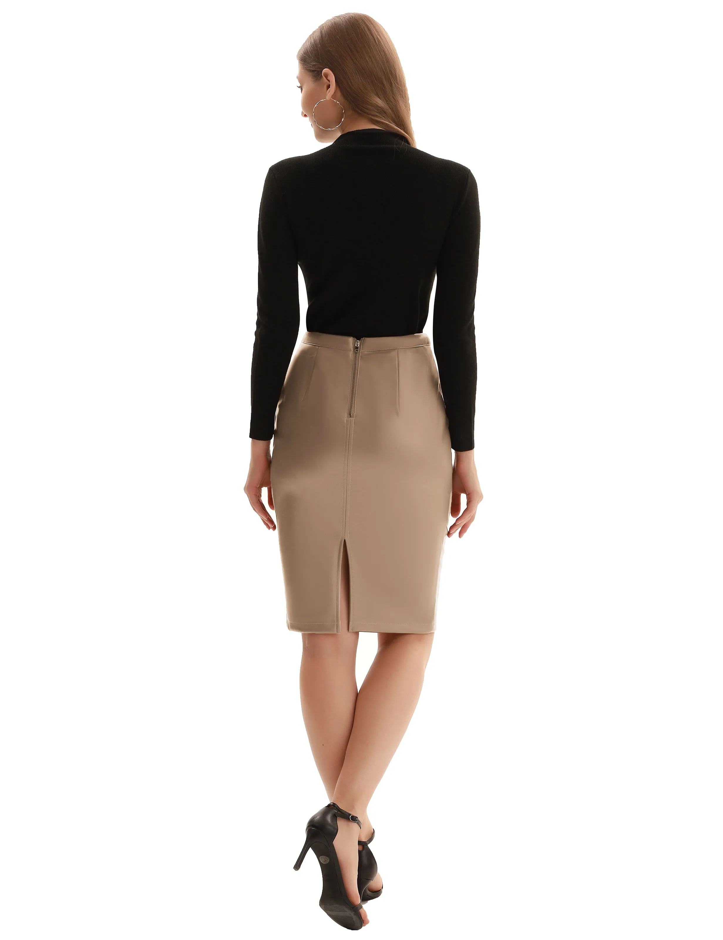 Back Split Hips-Wrapped Pencil Skirt