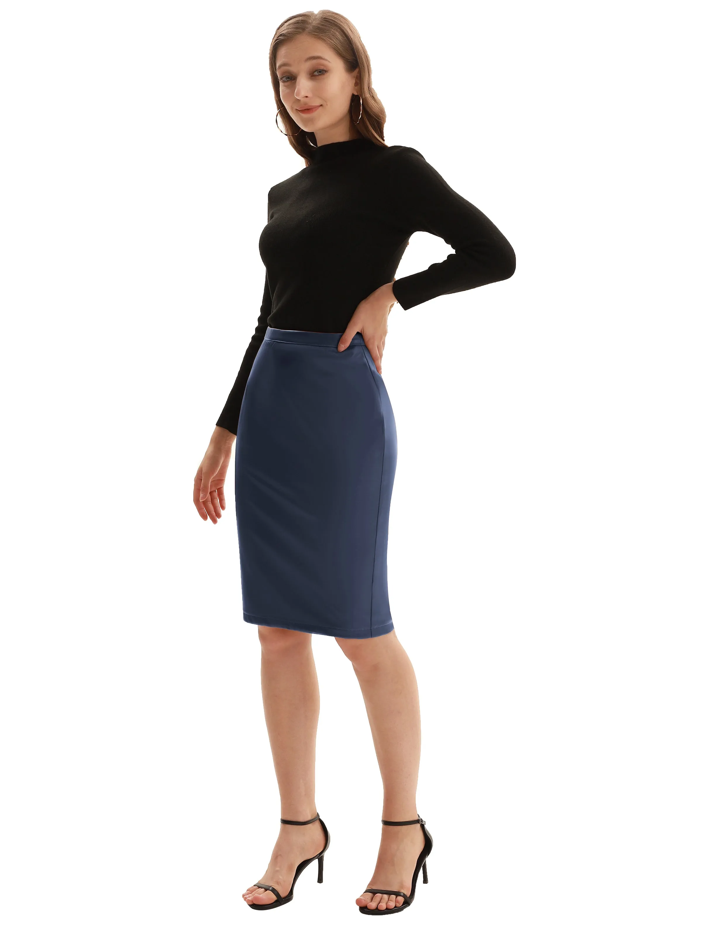Back Split Hips-Wrapped Pencil Skirt