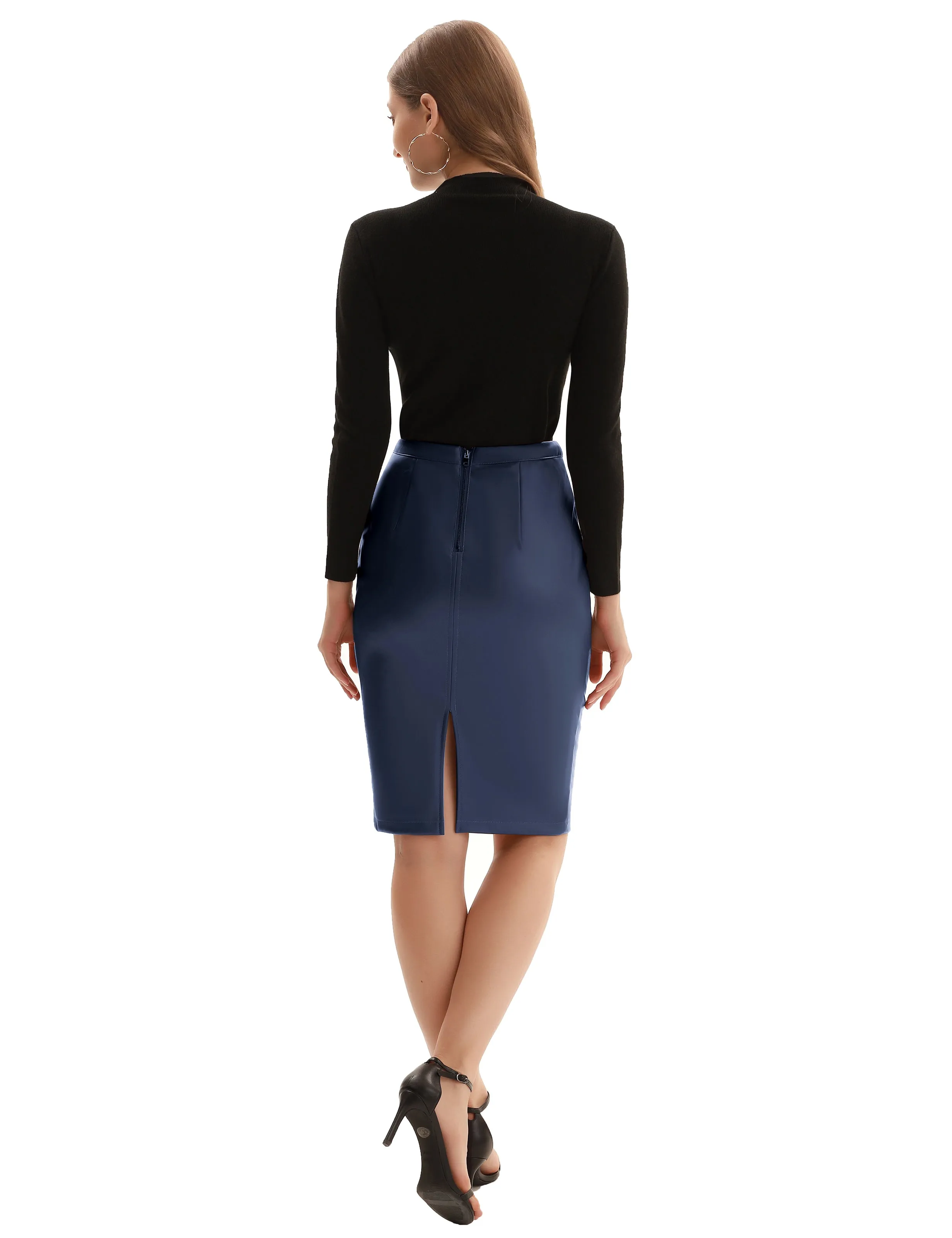 Back Split Hips-Wrapped Pencil Skirt