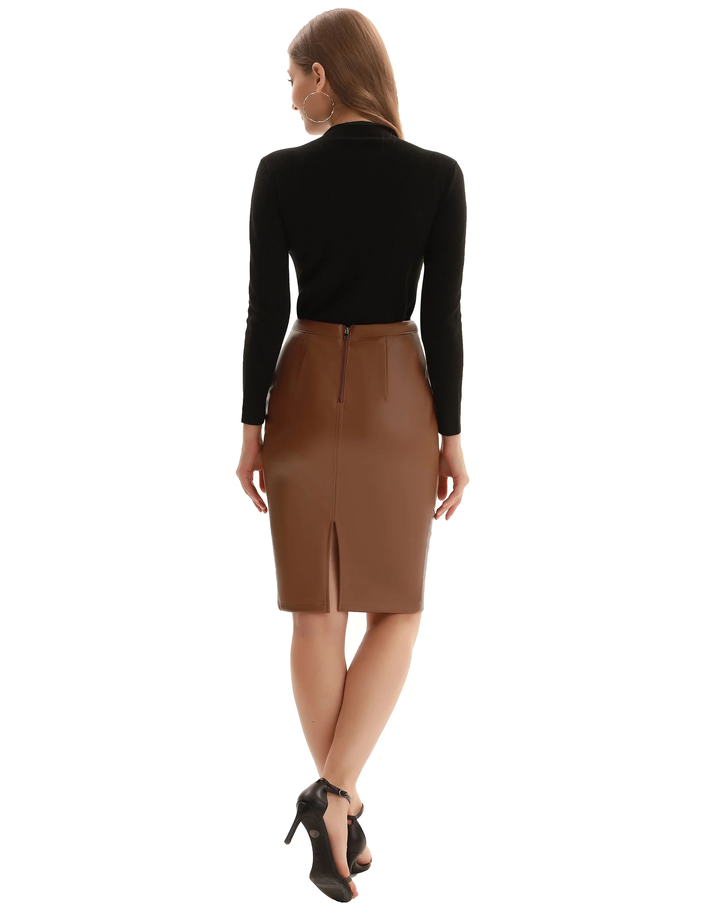 Back Split Hips-Wrapped Pencil Skirt