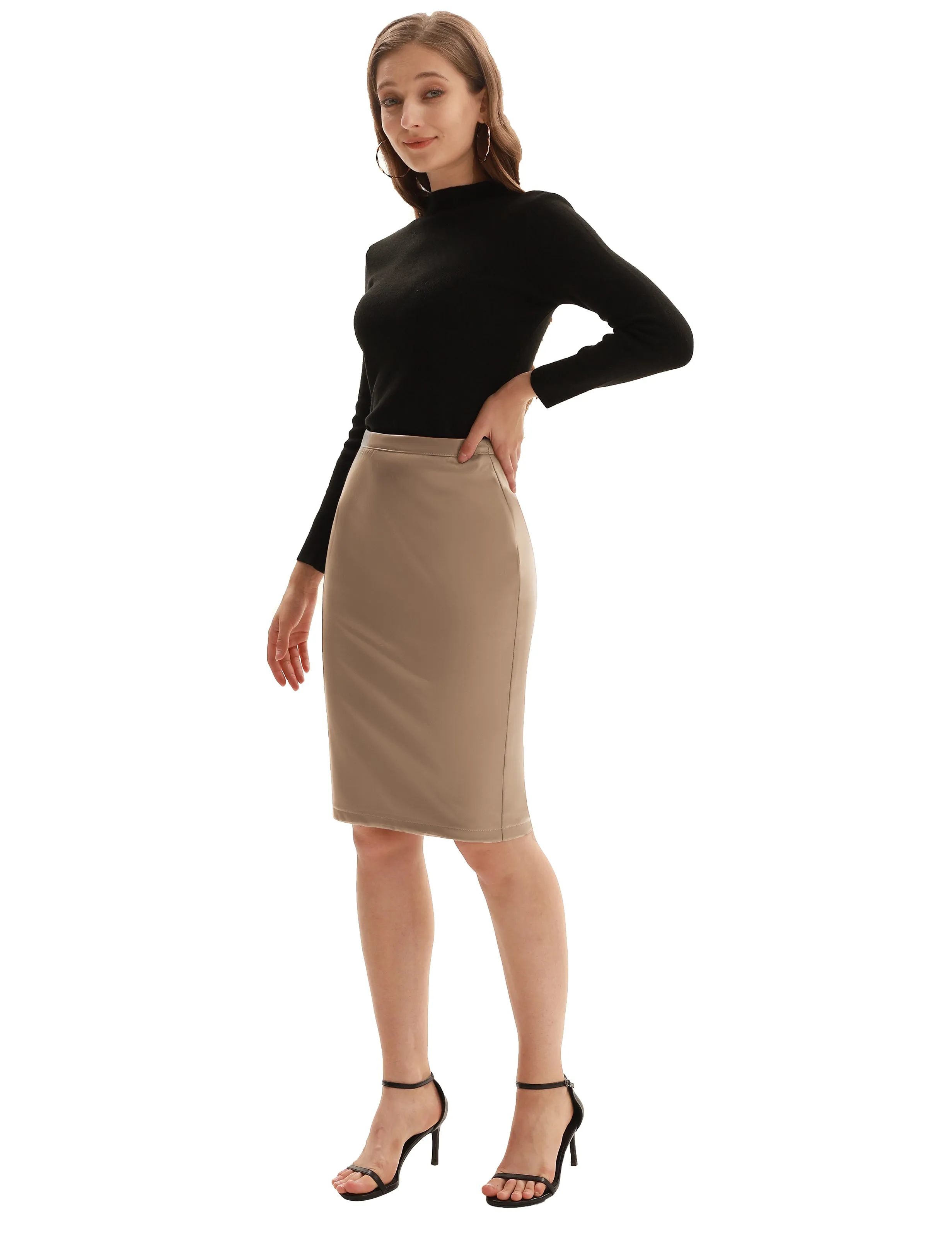 Back Split Hips-Wrapped Pencil Skirt