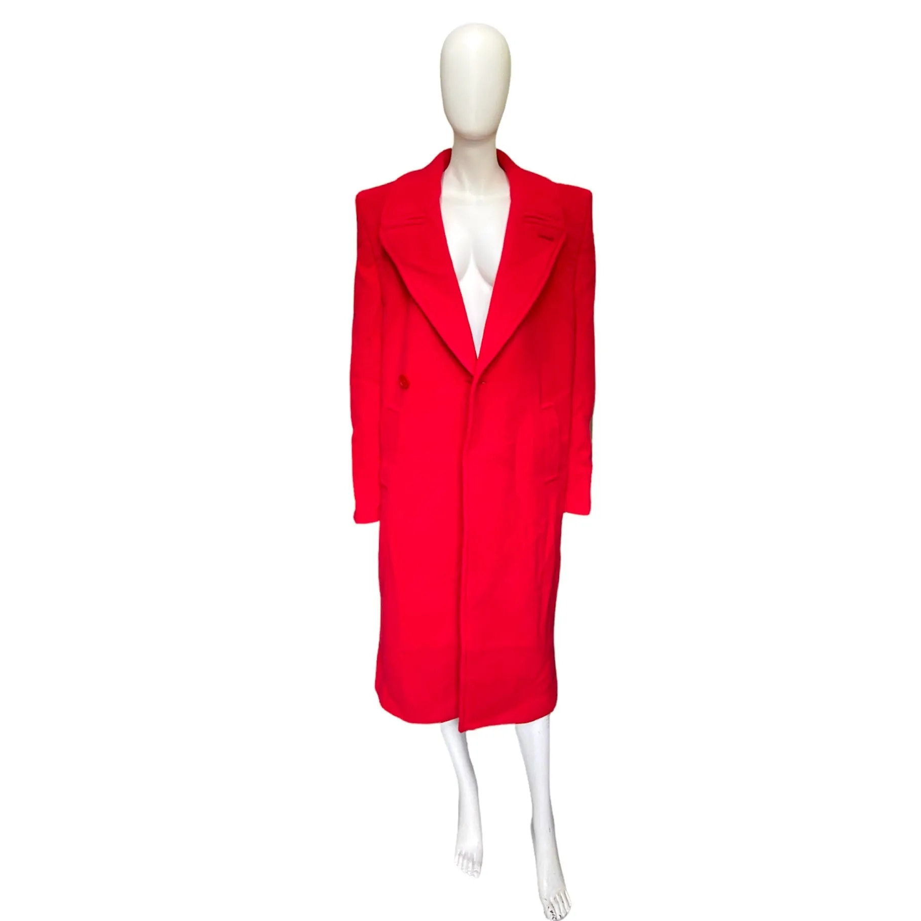Balenciaga Ss19 runway 80s boxy shoulder red camel wool coat jacket 46