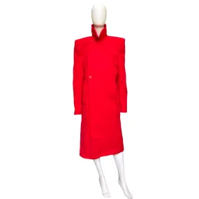 Balenciaga Ss19 runway 80s boxy shoulder red camel wool coat jacket 46