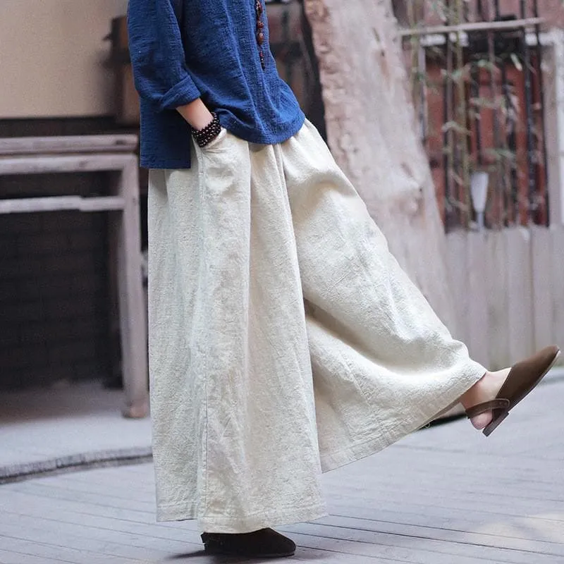 Beige Linen Palazzo Pants  | Zen