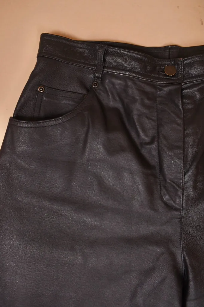 Black High Rise Leather Pants By Marie Claire, L