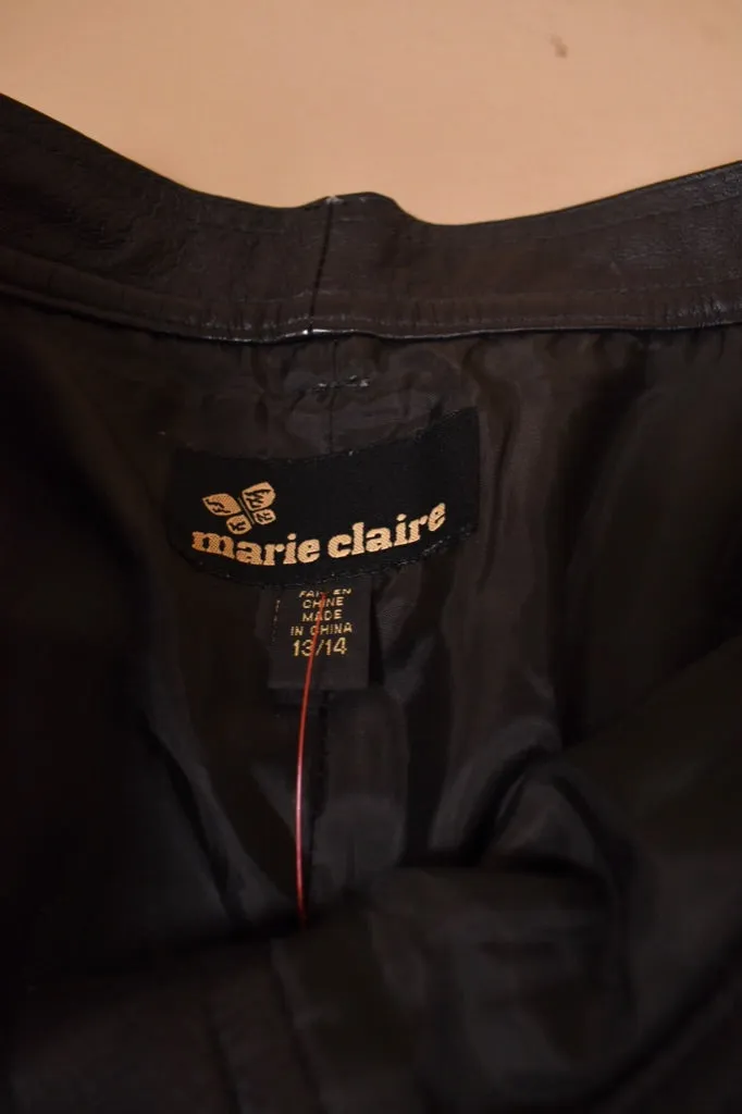Black High Rise Leather Pants By Marie Claire, L