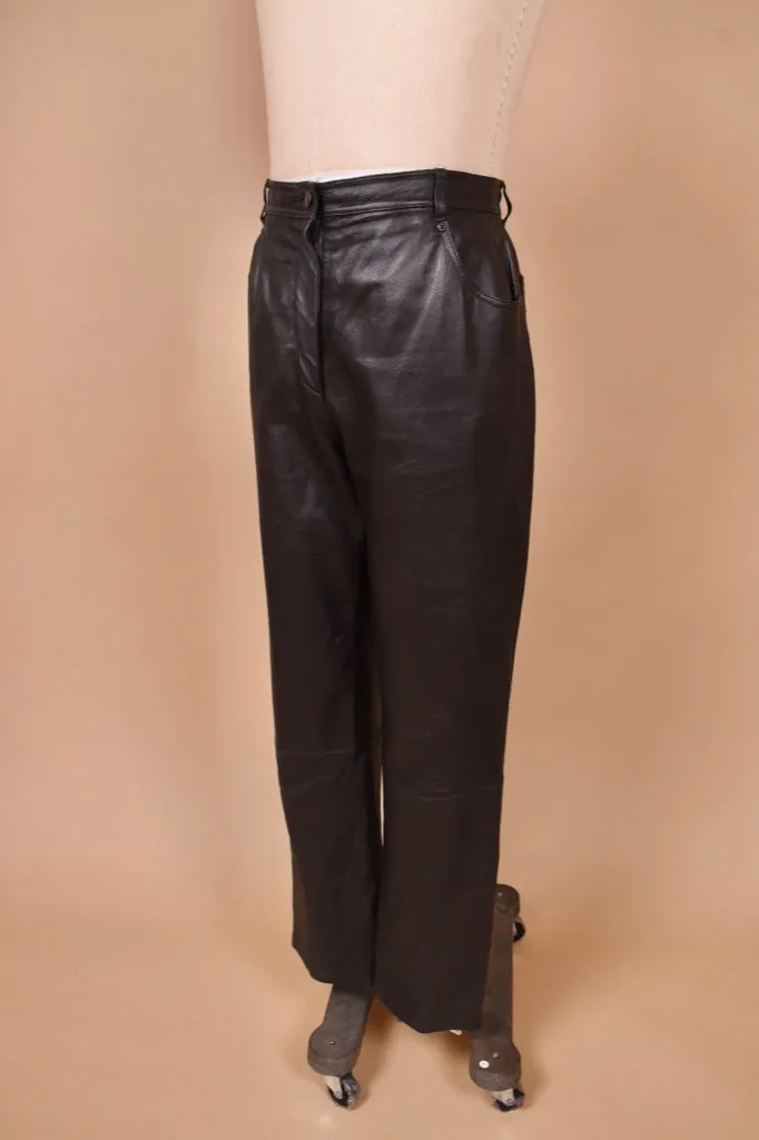 Black High Rise Leather Pants By Marie Claire, L