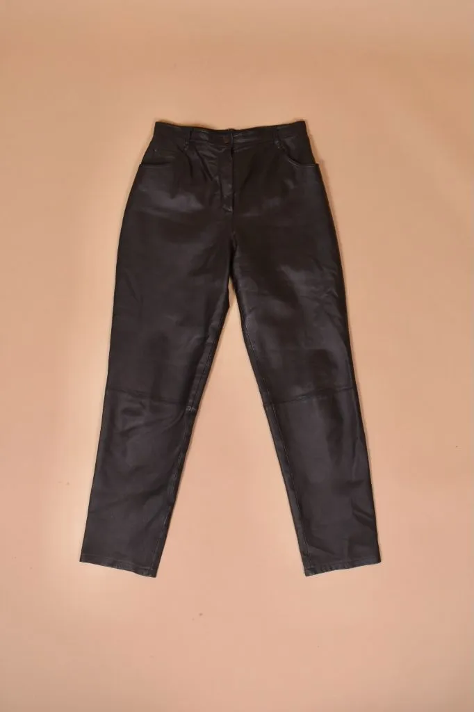 Black High Rise Leather Pants By Marie Claire, L