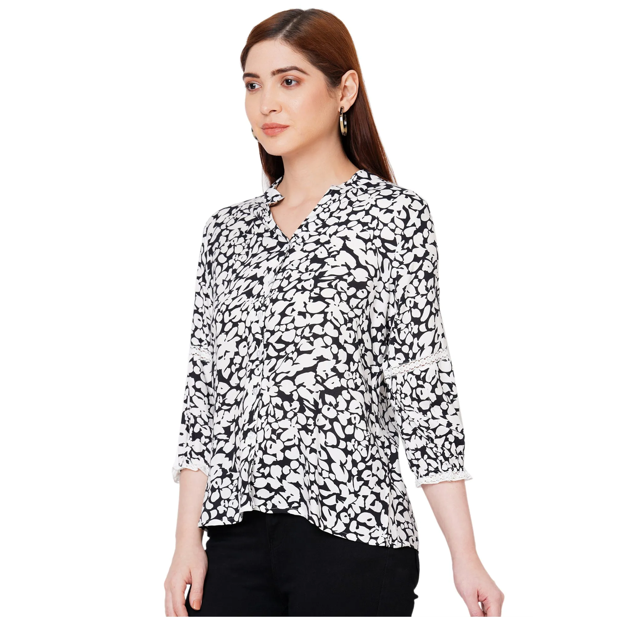 Black Printed Top for Women
