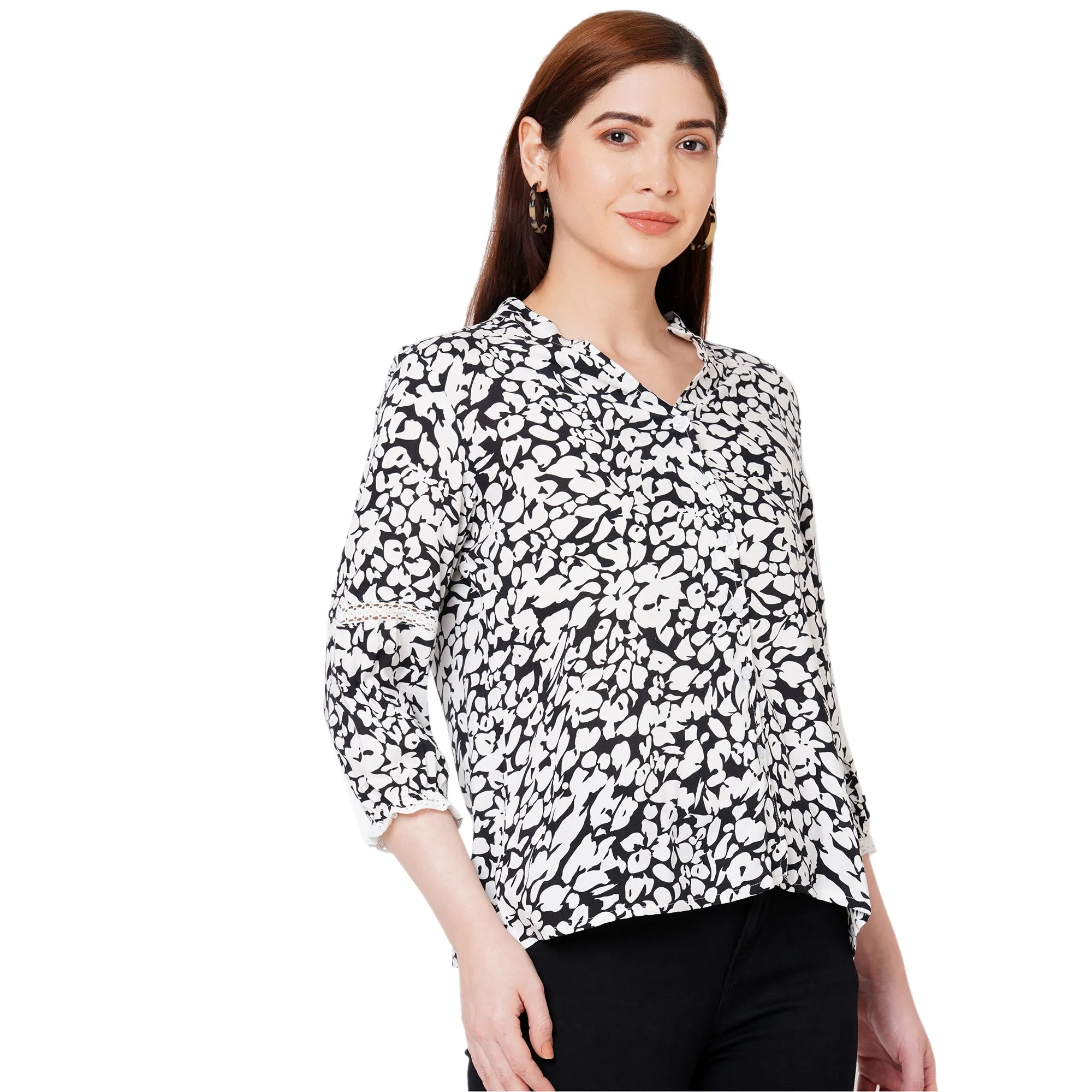 Black Printed Top for Women