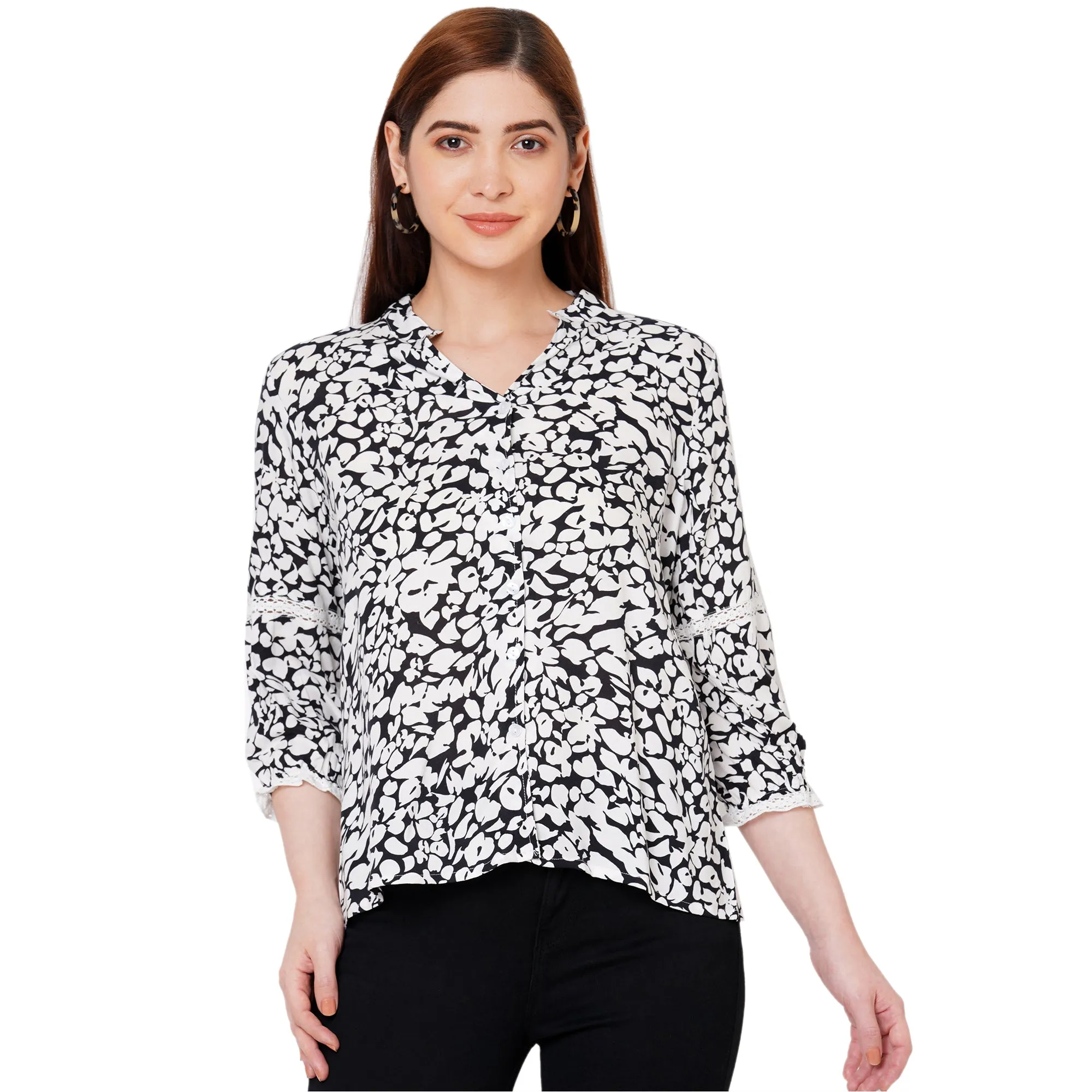 Black Printed Top for Women