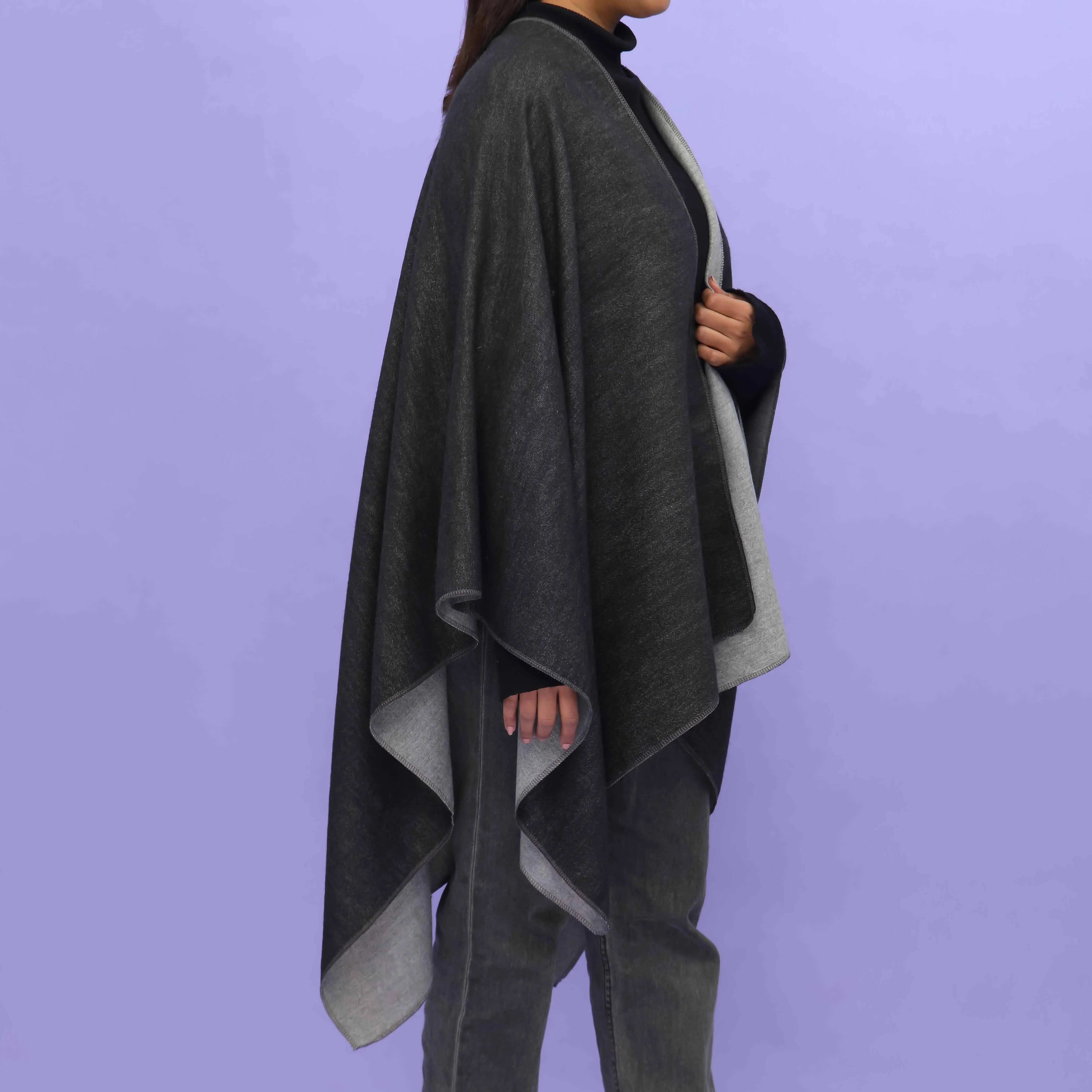 Black Winter Cape Shawl PN4717