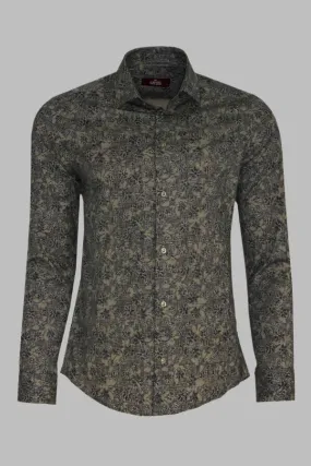 Bloom Patterned Beige Slim Fit Shirt - Wessi