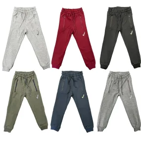Boys Joggers Zip Pocket Plain Stretch Cotton Jogging Bottoms Tracksuit Kids Girls