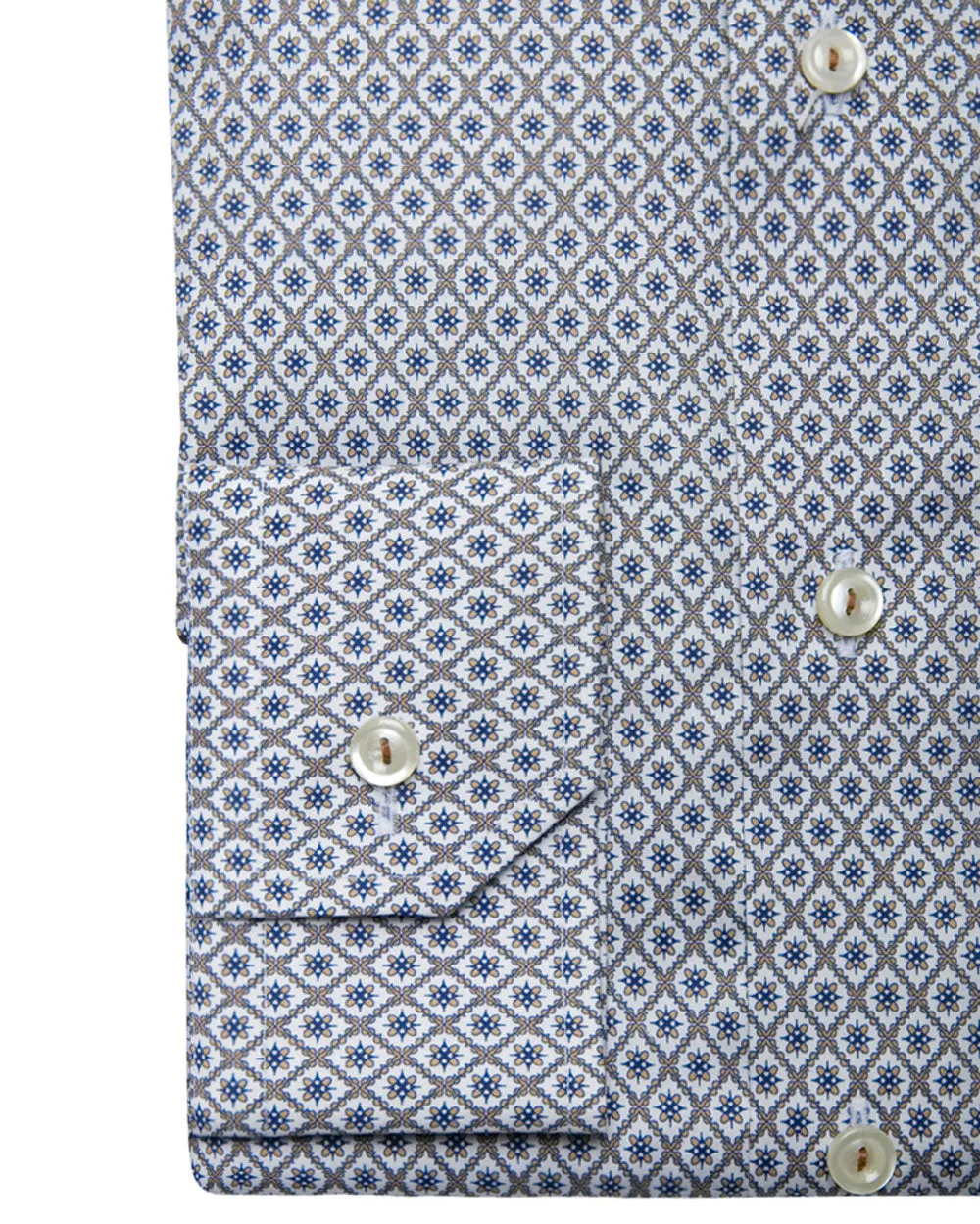 Brown Mosaic Print Twill Dress Shirt