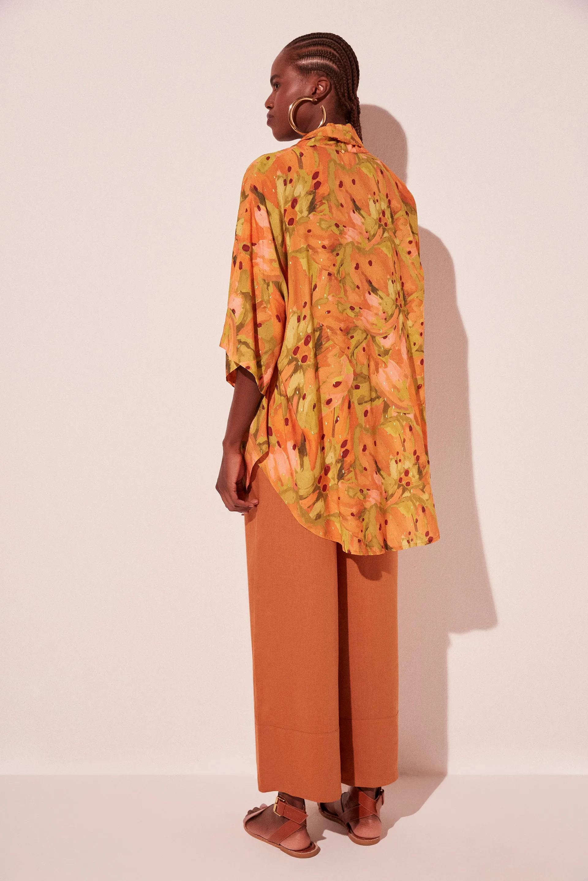 Brushed Seed Short With Band Kimono Cape E4023A2065