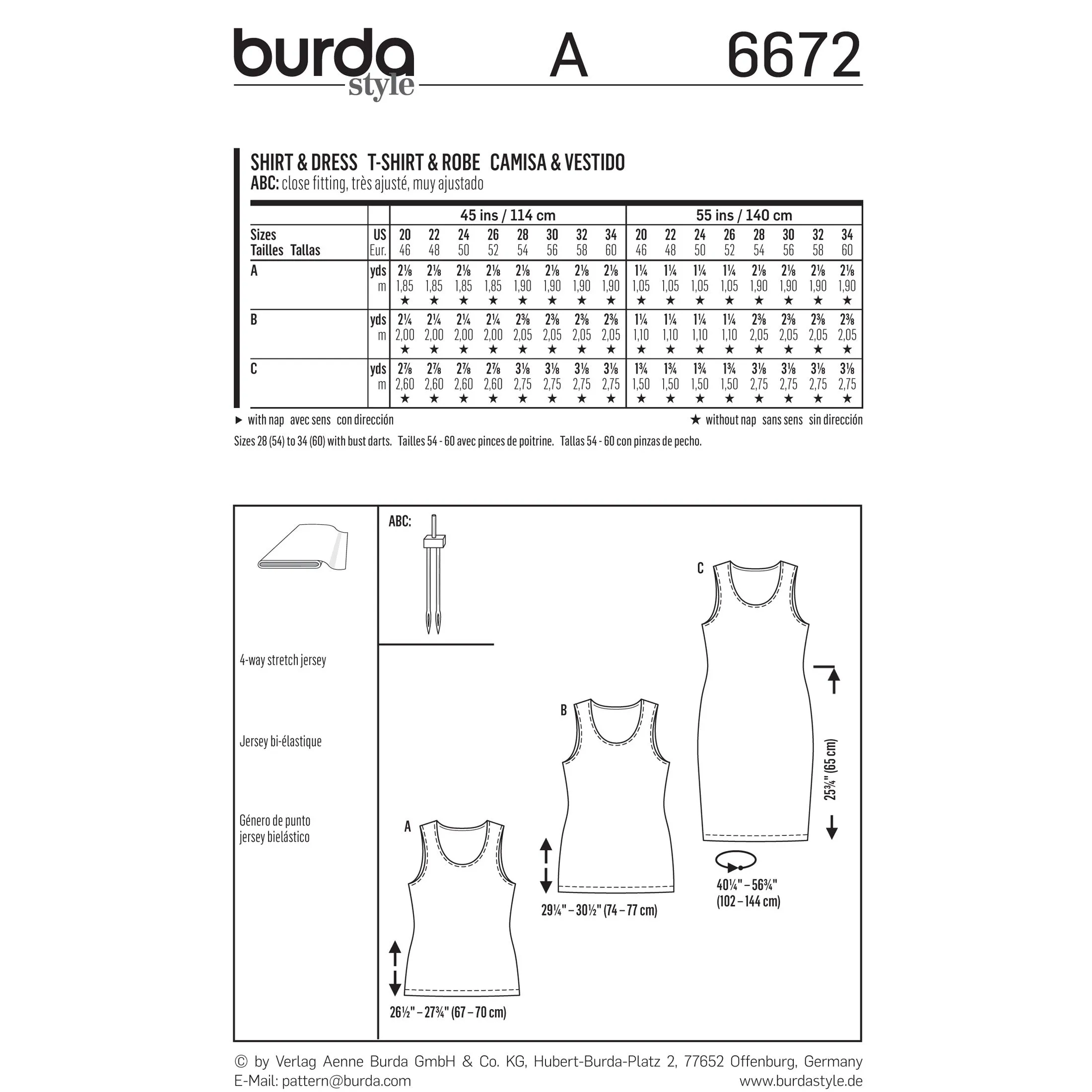 BURDA - 6672 Ladies Shirt & Dress