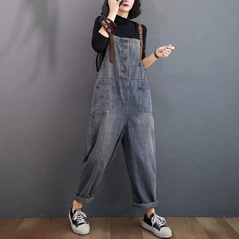 Button jeans jumpsuit for Spring and Summer Fashion