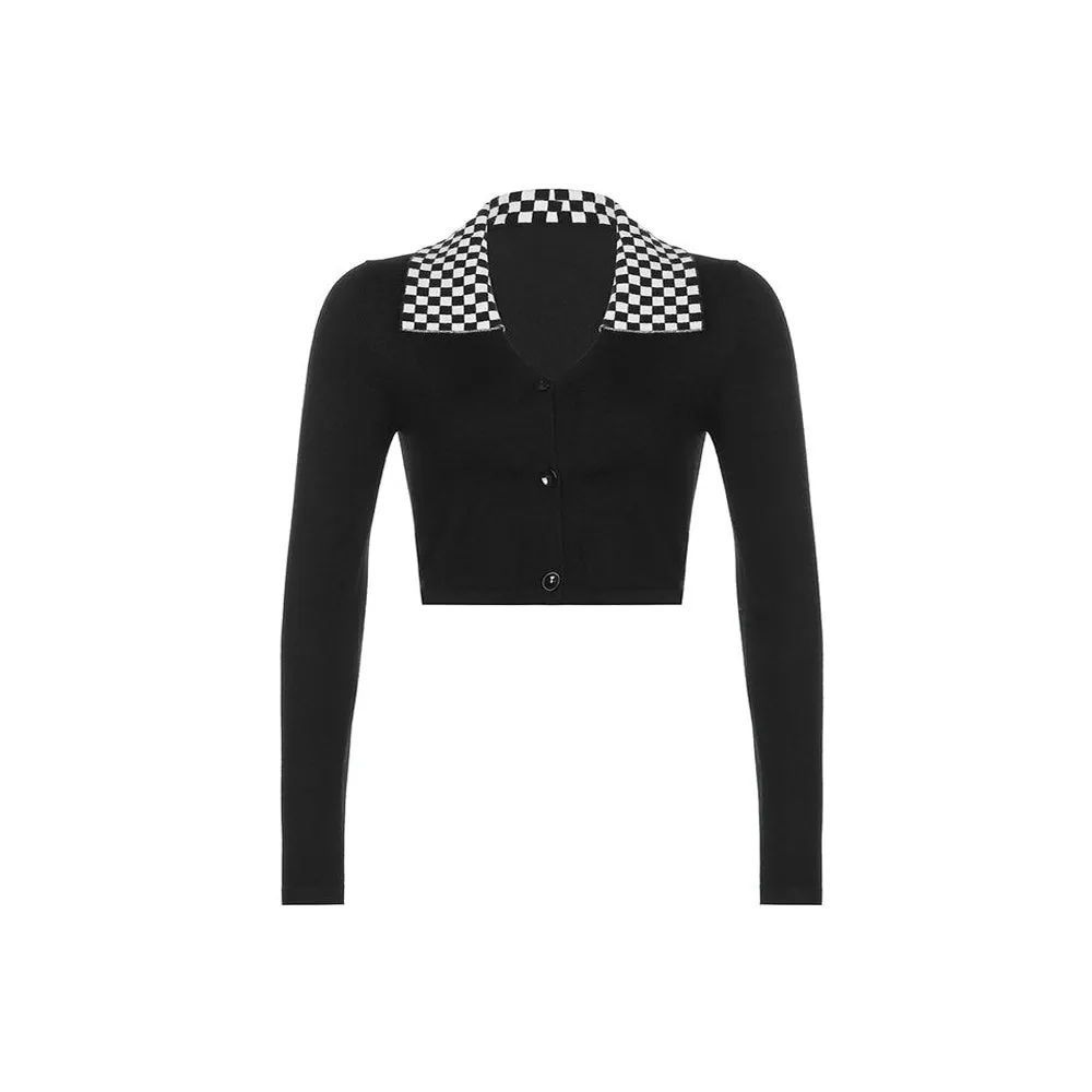 Checkerboard Collar Top