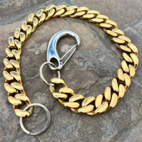 Easy Biker Wallet Chain All Gold 3/4" - W/ Sanity’s Polished Hook Clip - WC74