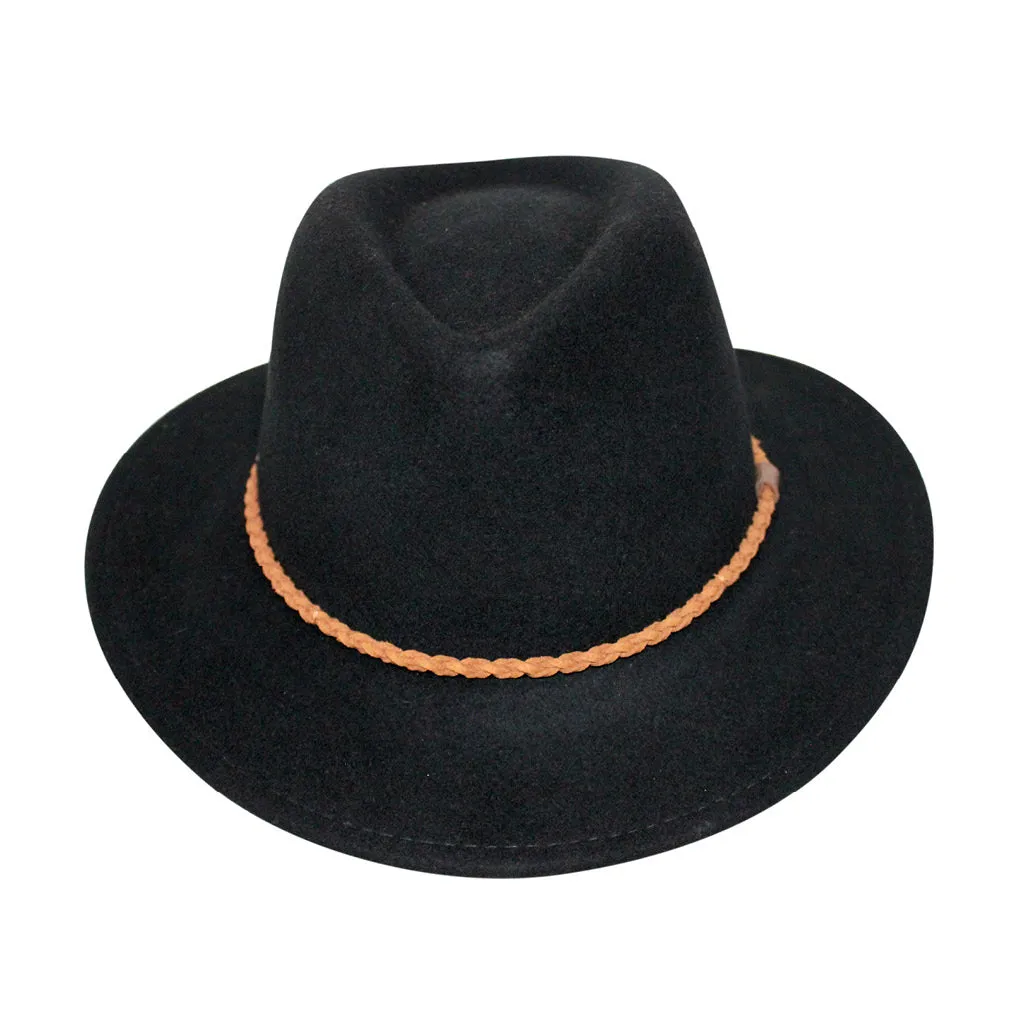Evoke Beltana Unisex Fedora - Black