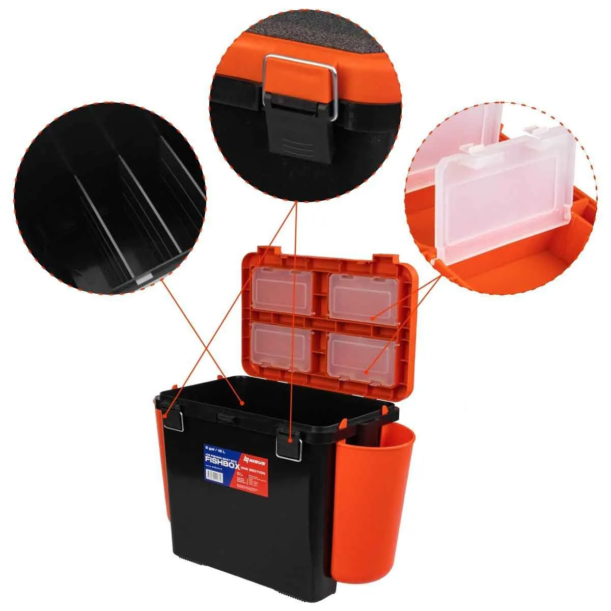FishBox Large 5 gal SeatBox for Ice Fishing Tackle and Gear