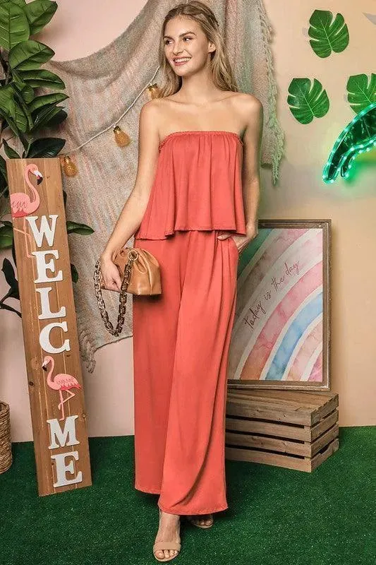 Flare Tube Top Jumpsuit