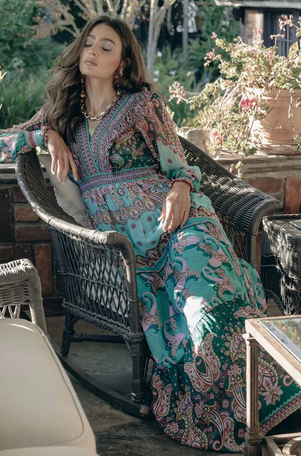 Hale Bob - Nylah L/S V Neck Maxi Dress