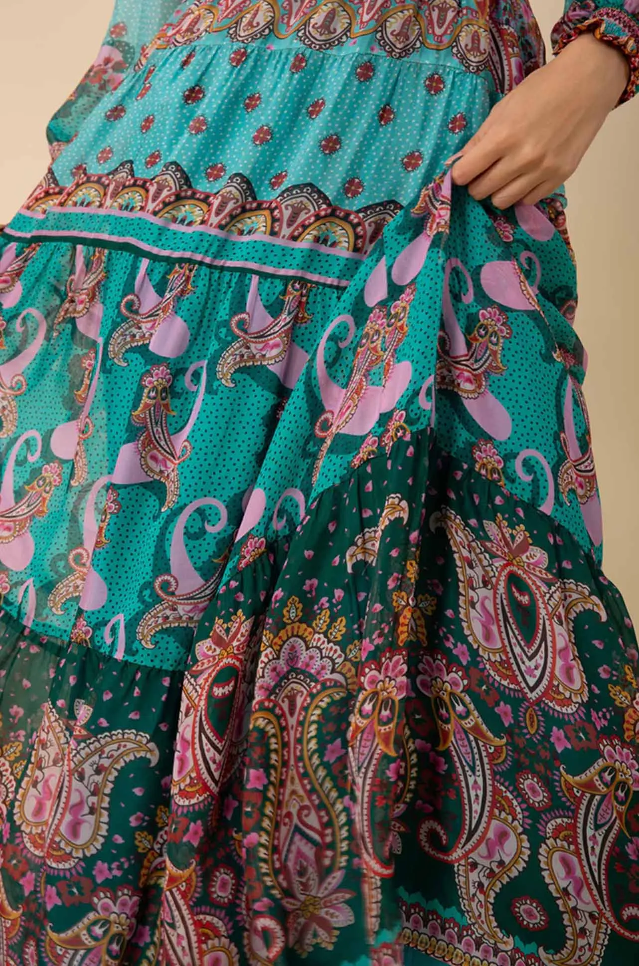 Hale Bob - Nylah L/S V Neck Maxi Dress