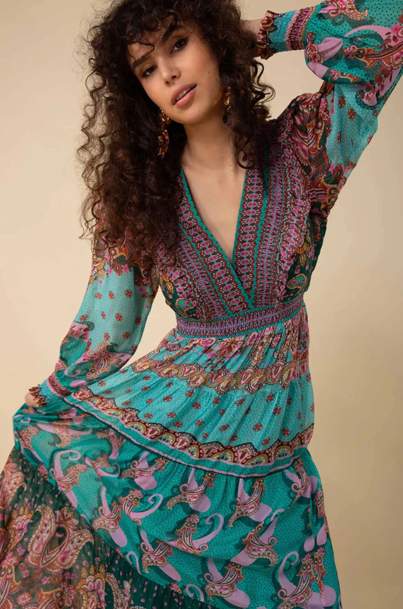 Hale Bob - Nylah L/S V Neck Maxi Dress