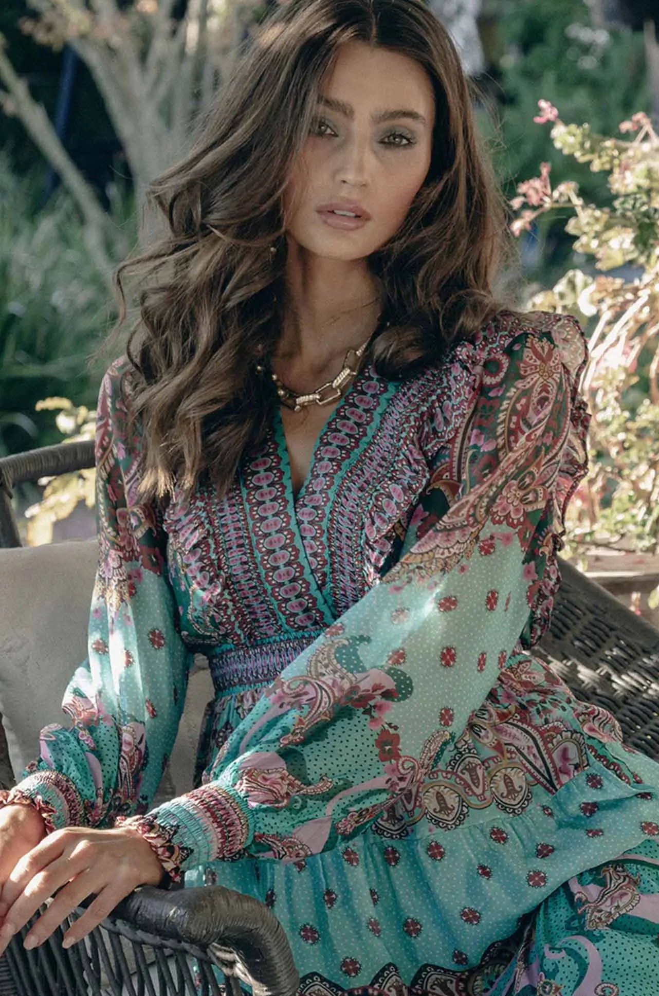 Hale Bob - Nylah L/S V Neck Maxi Dress